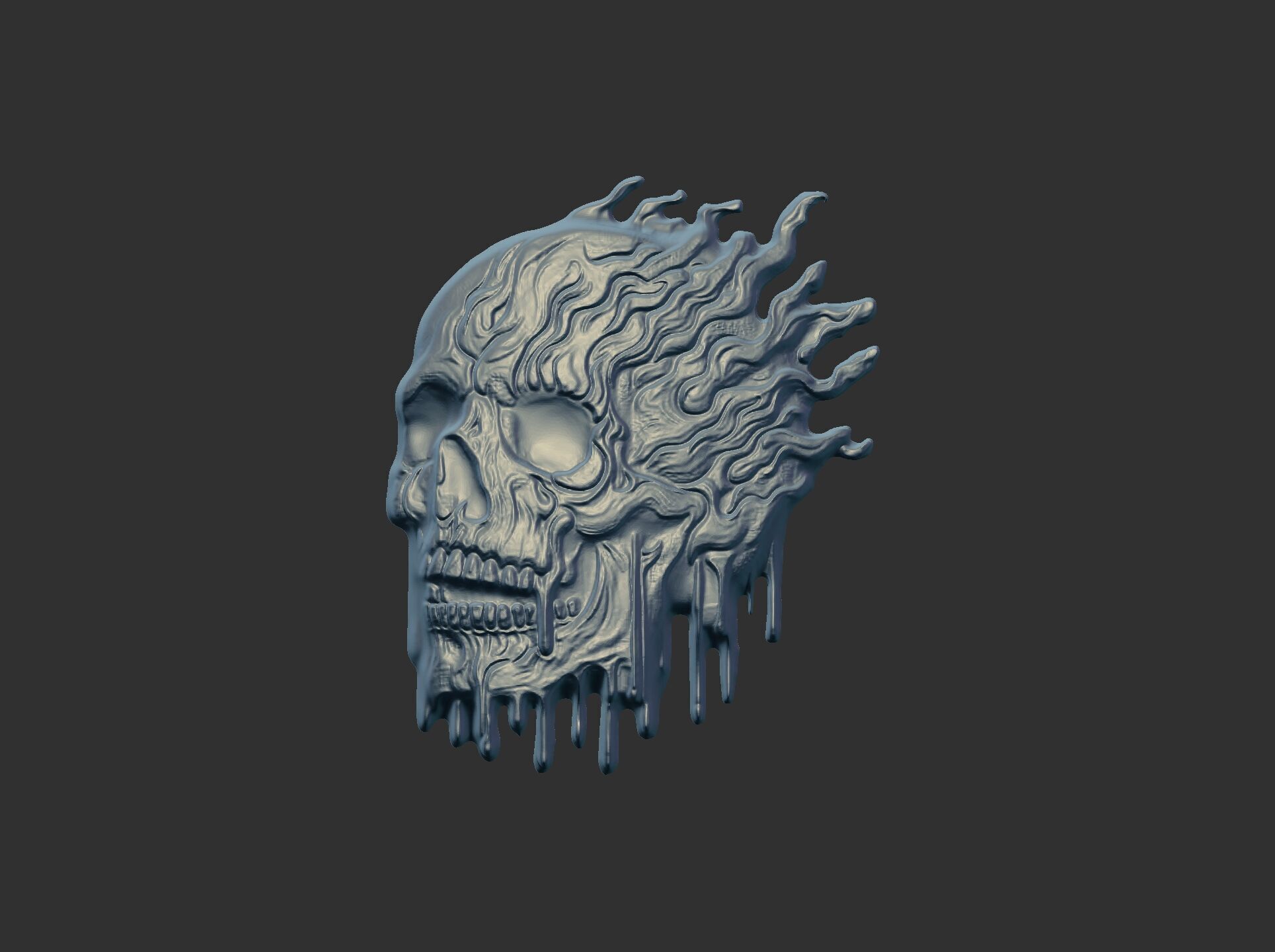 melting skull cnc decor 2  3D print model_13