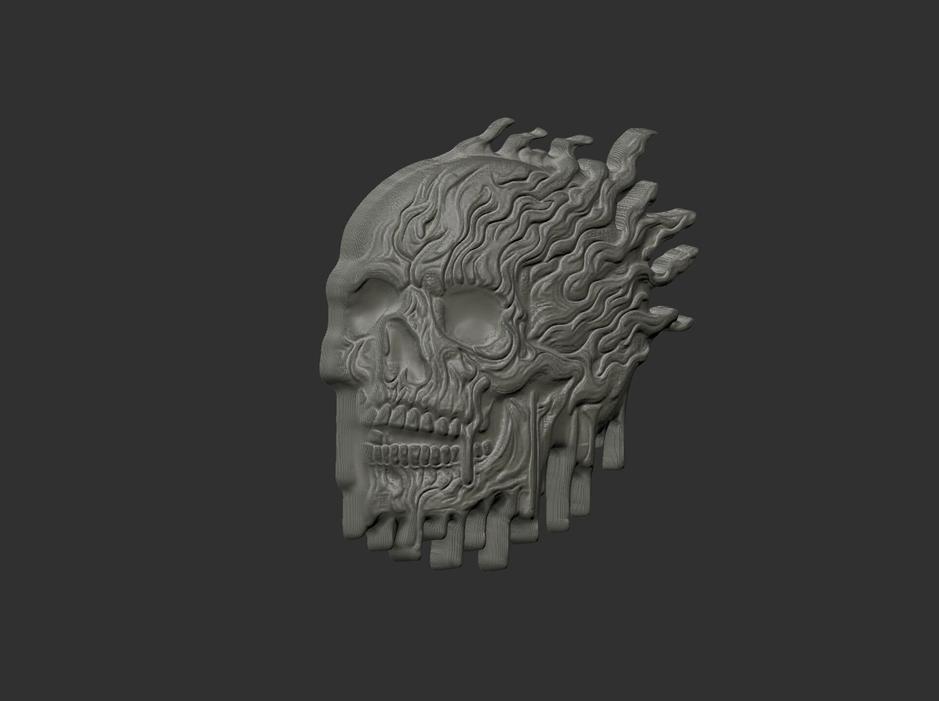melting skull cnc decor 2  3D print model_9