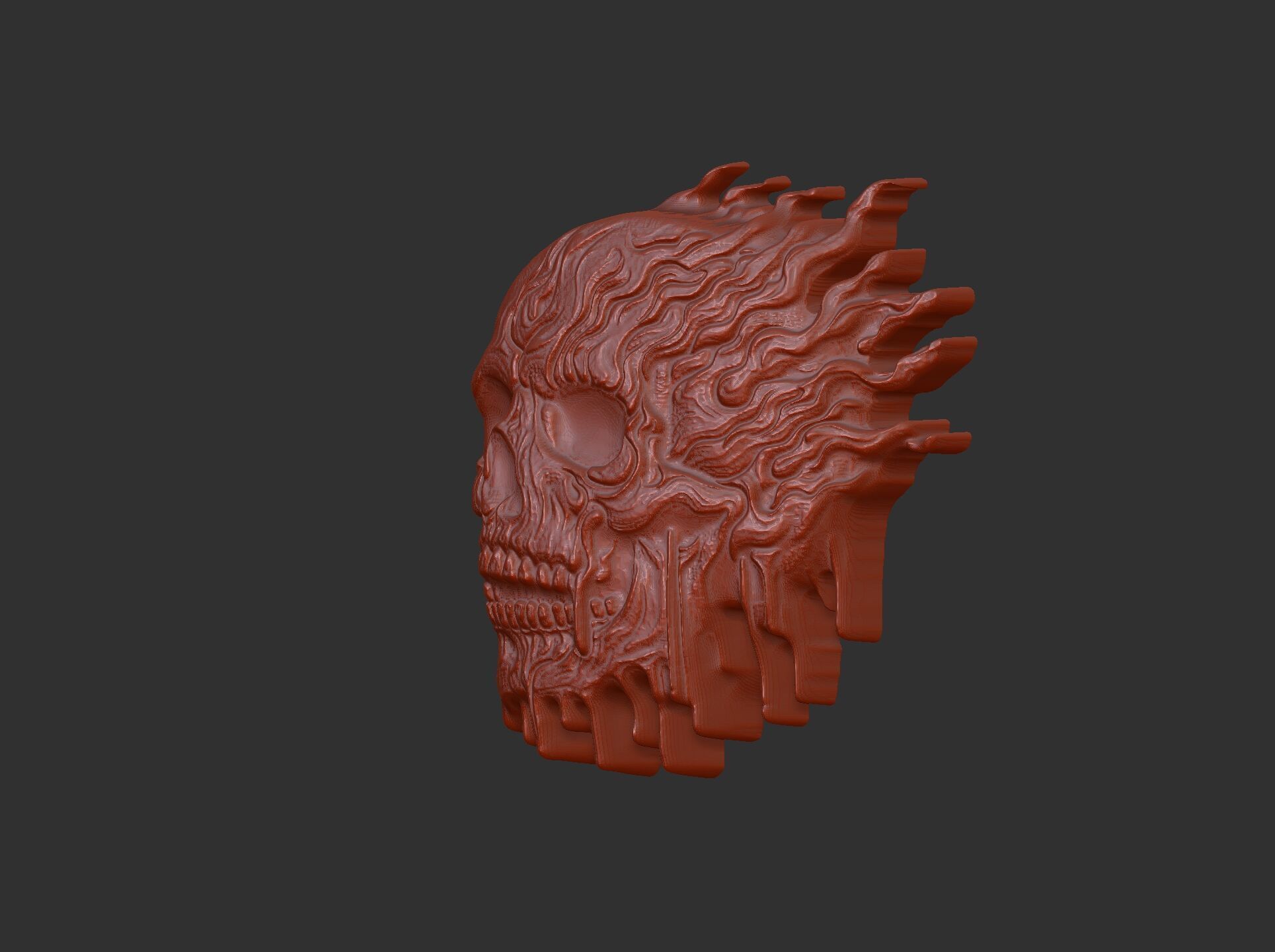 melting skull cnc decor 2  3D print model_3