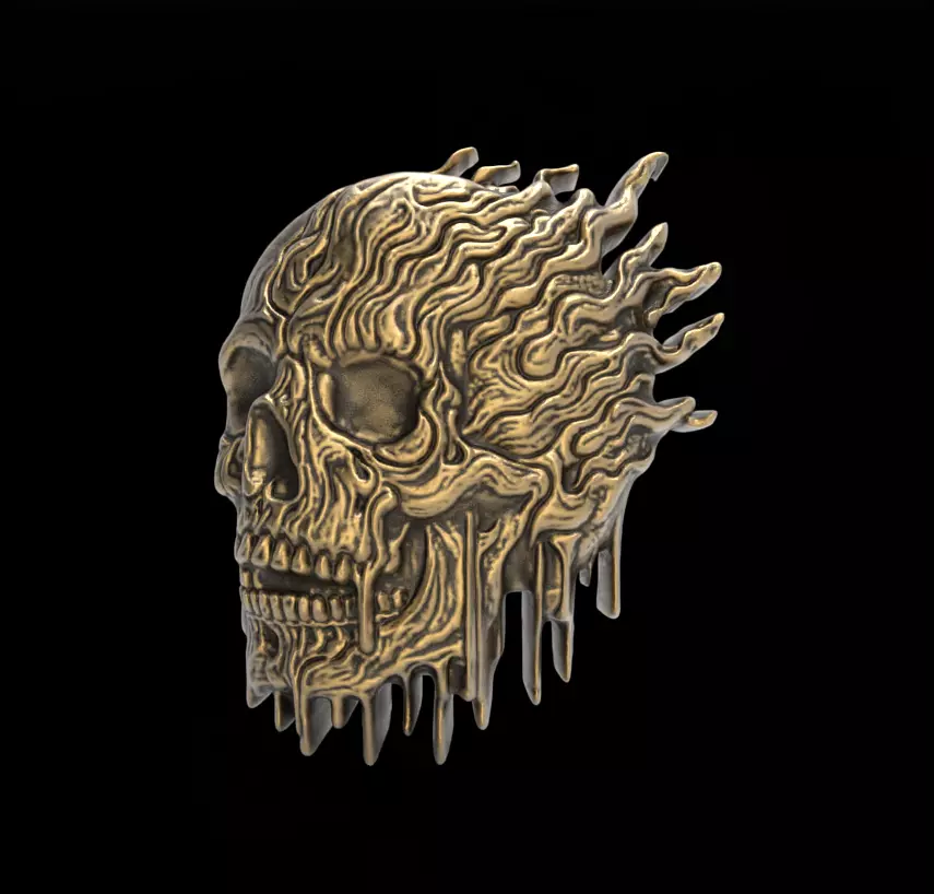 melting skull cnc decor 2  3D print model_0