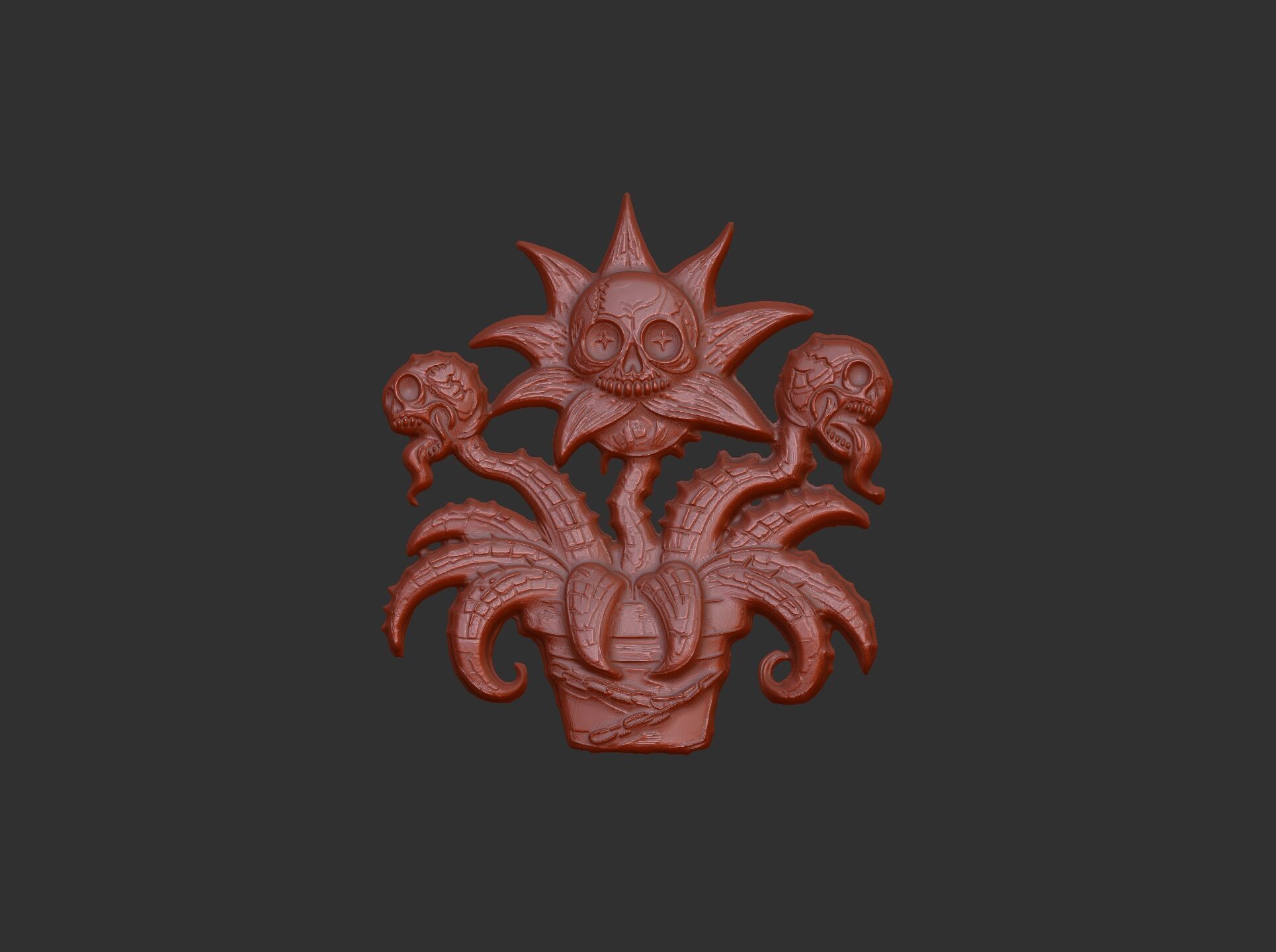 scary monster plants skull flower cnc model 3D print model_16