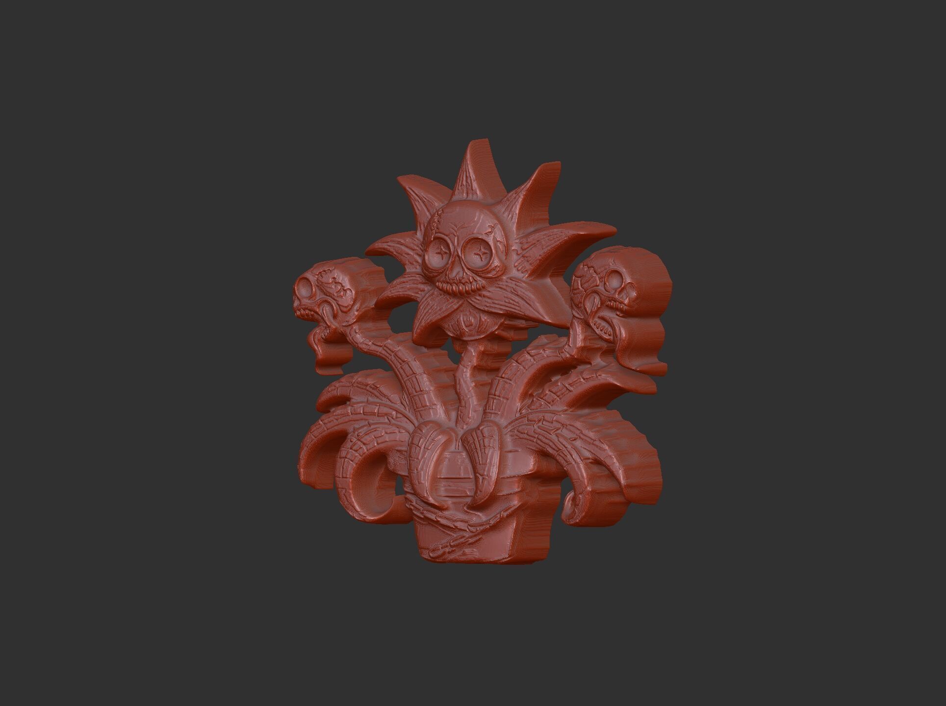 scary monster plants skull flower cnc model 3D print model_19