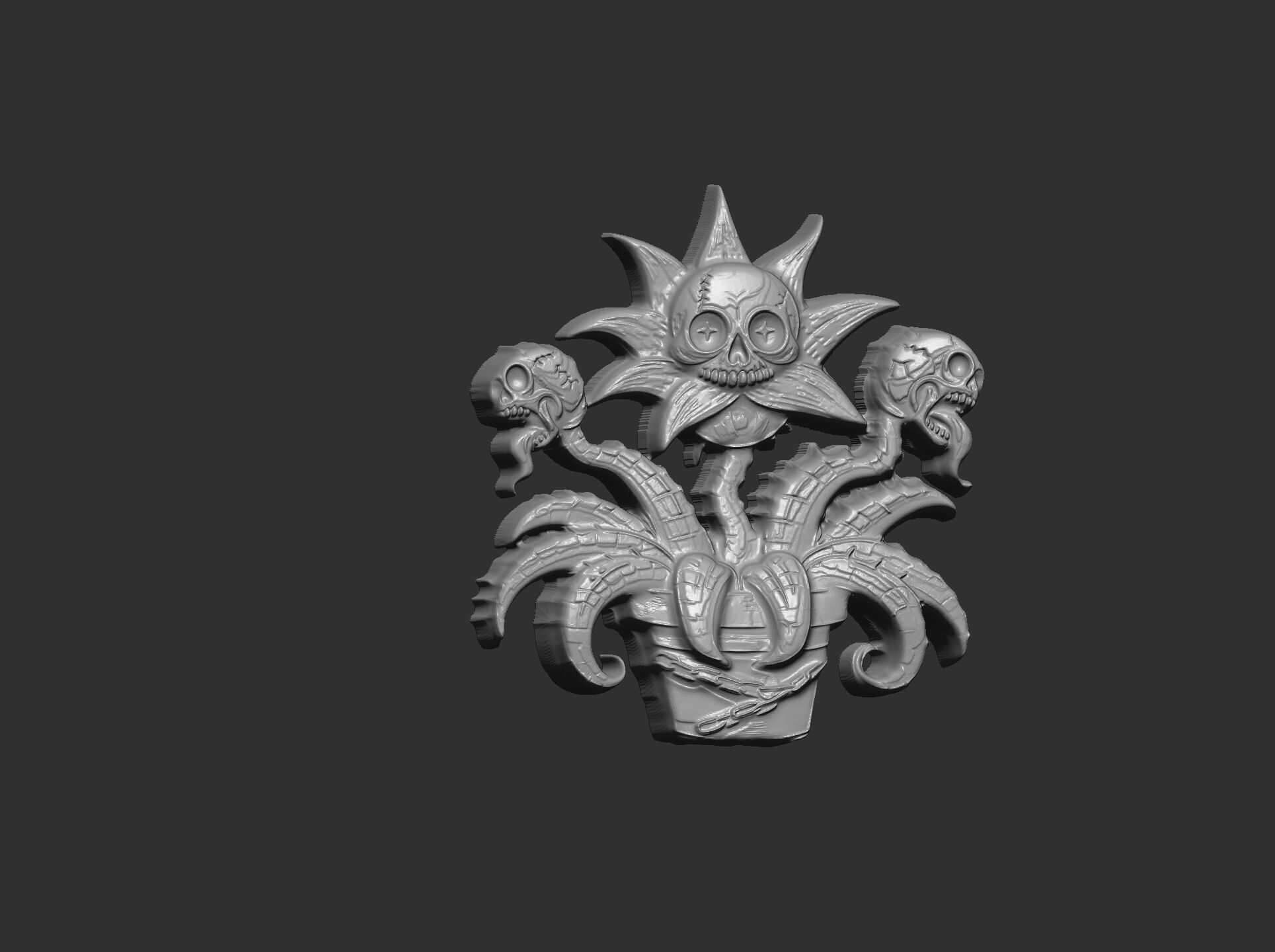 scary monster plants skull flower cnc model 3D print model_7