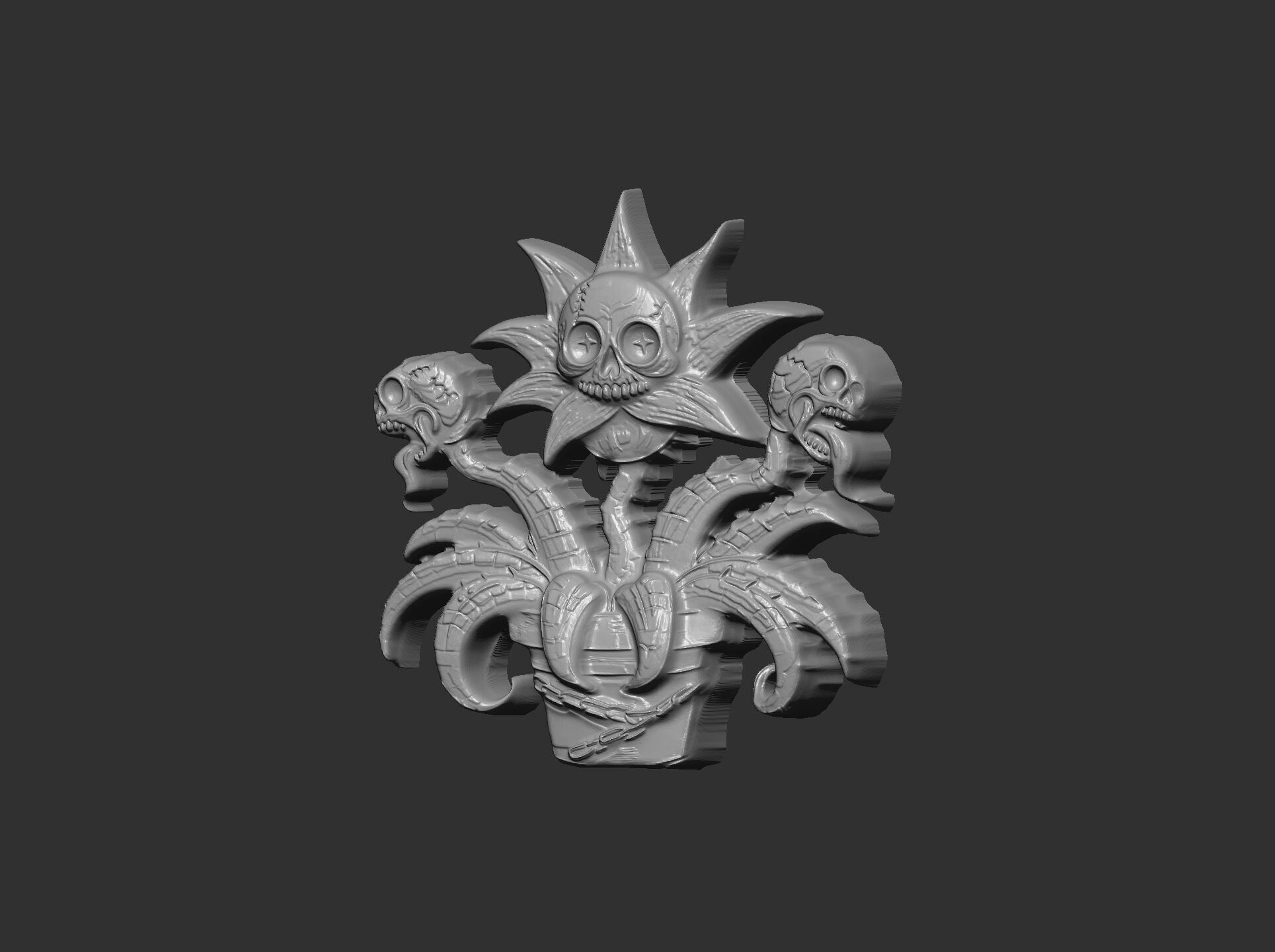 scary monster plants skull flower cnc model 3D print model_6
