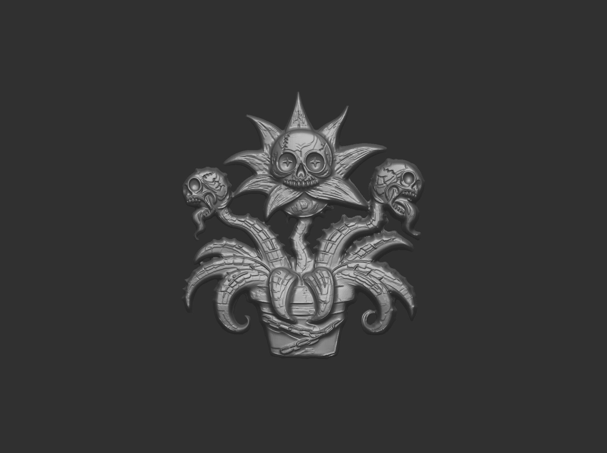 scary monster plants skull flower cnc model 3D print model_9