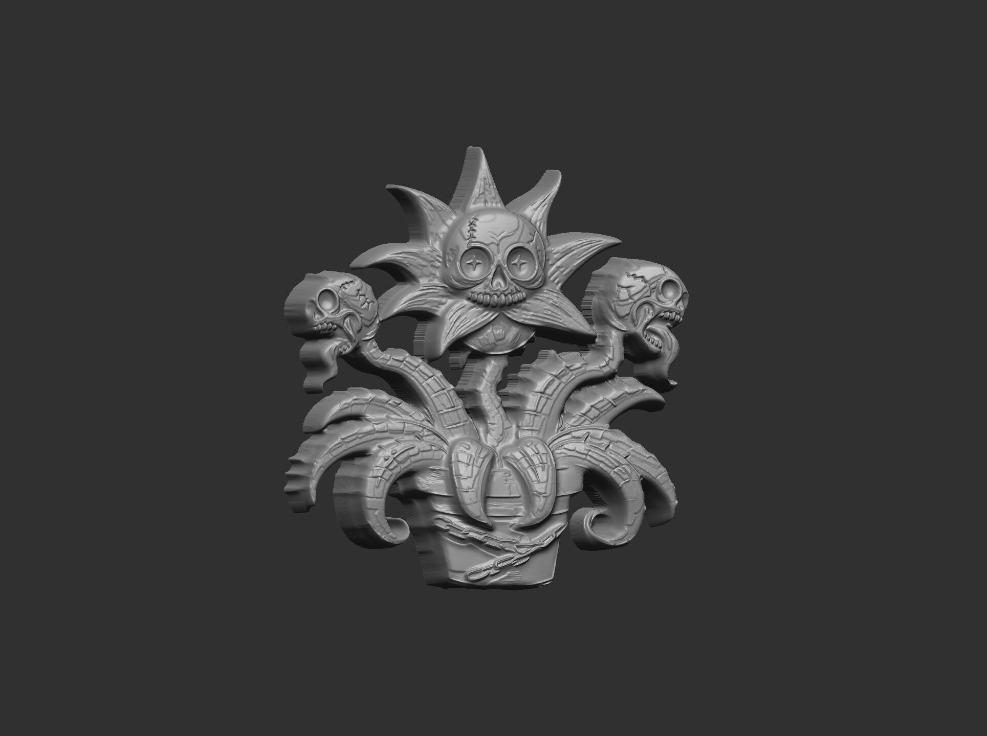 scary monster plants skull flower cnc model 3D print model_21