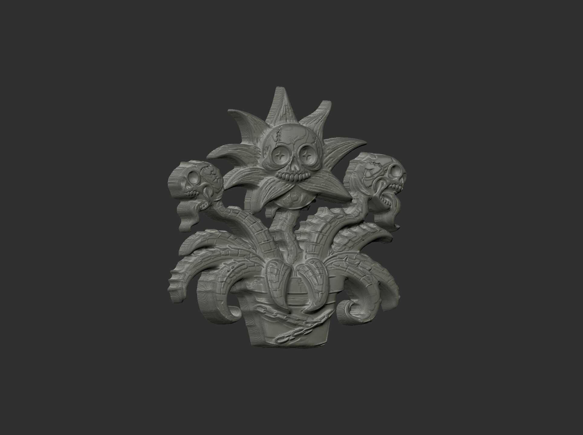 scary monster plants skull flower cnc model 3D print model_24