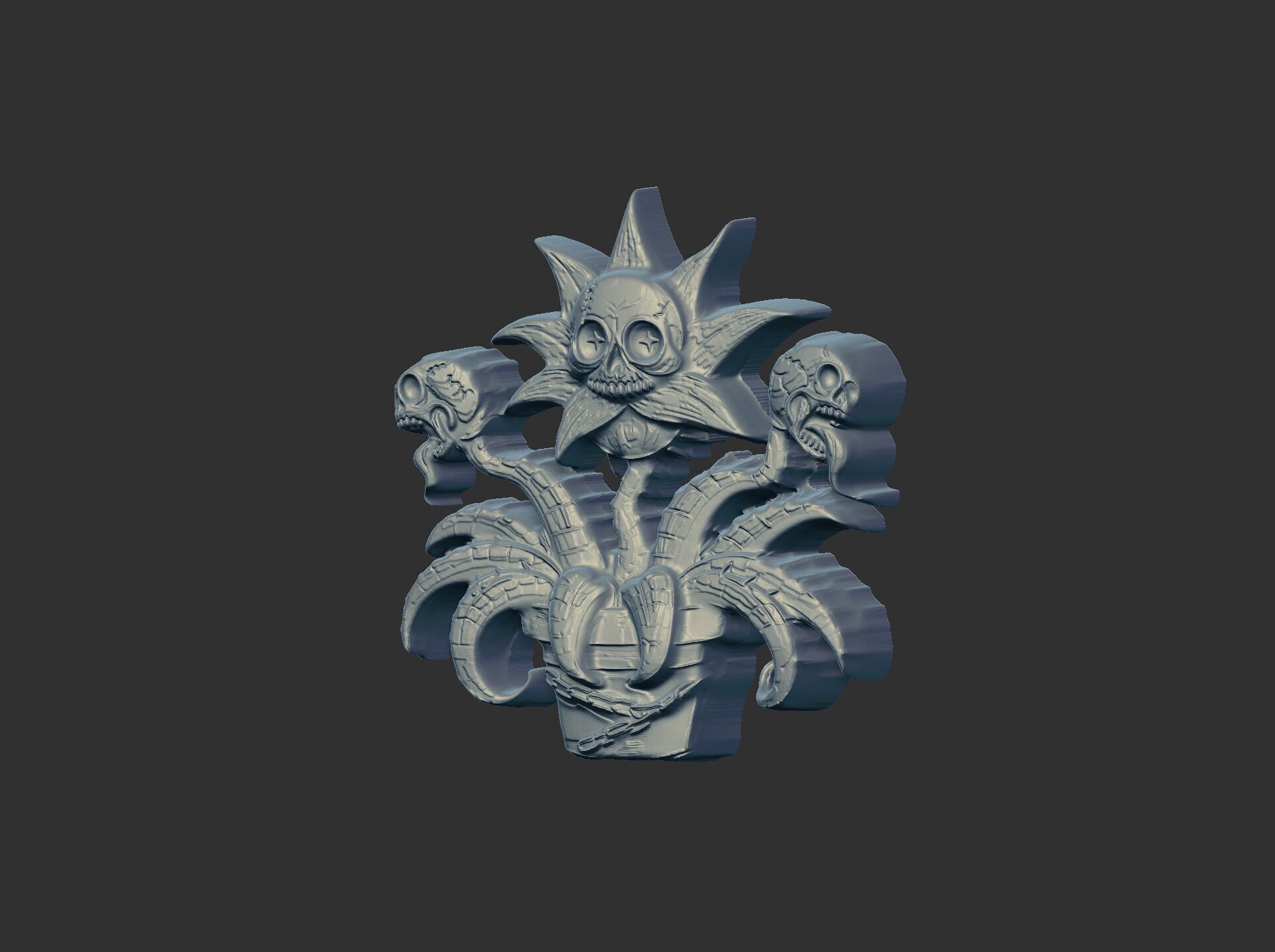 scary monster plants skull flower cnc model 3D print model_18