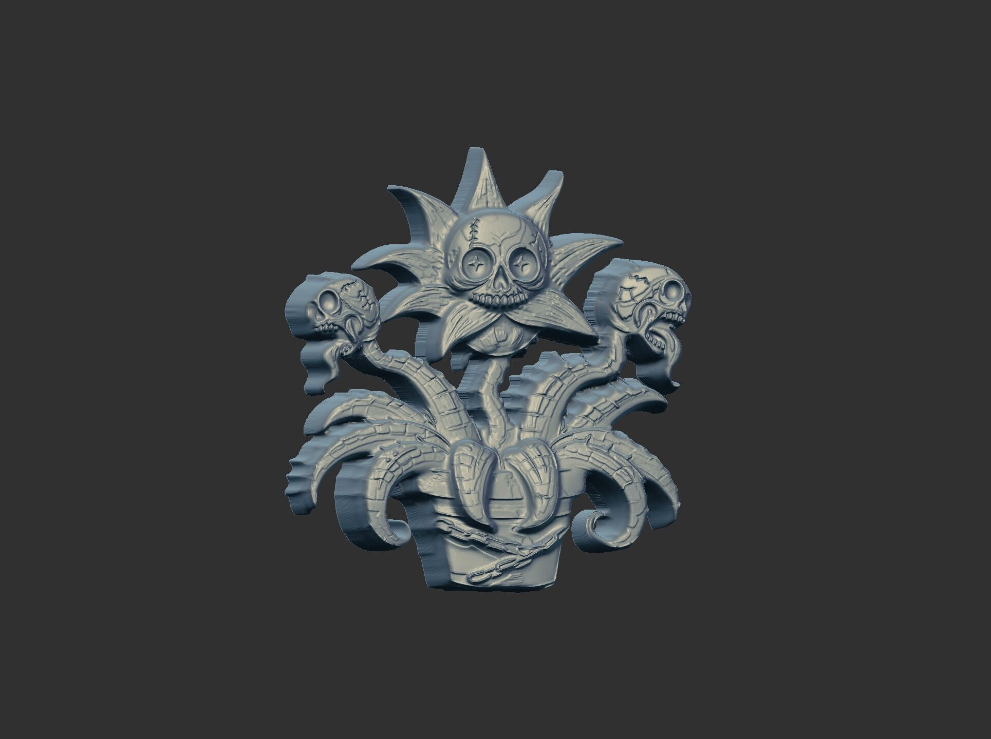 scary monster plants skull flower cnc model 3D print model_23