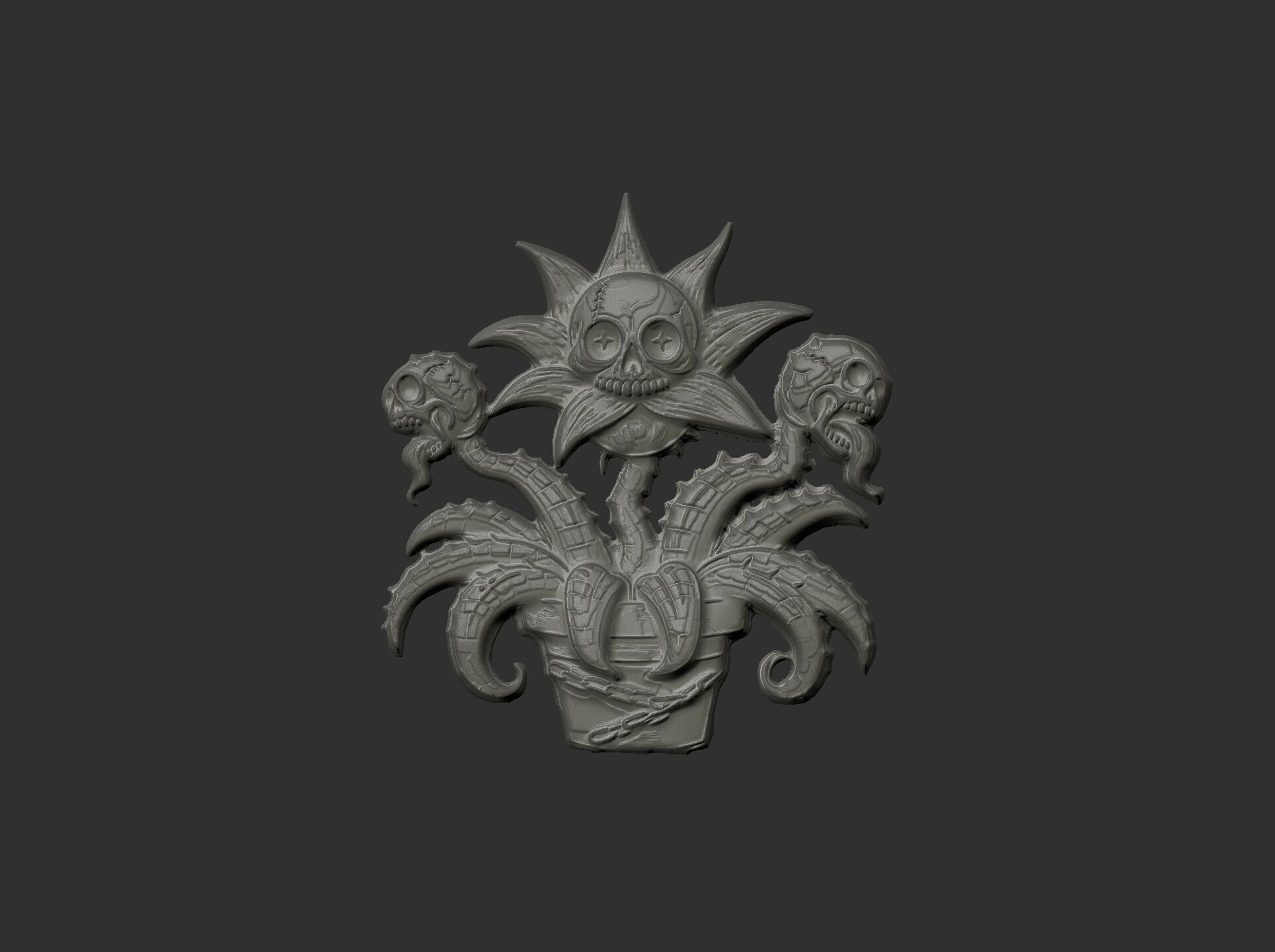 scary monster plants skull flower cnc model 3D print model_13