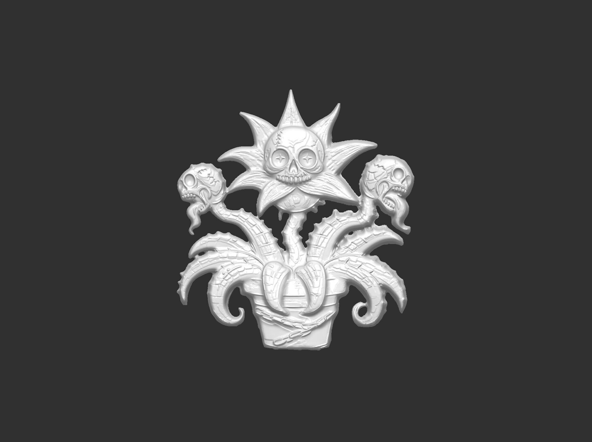 scary monster plants skull flower cnc model 3D print model_10