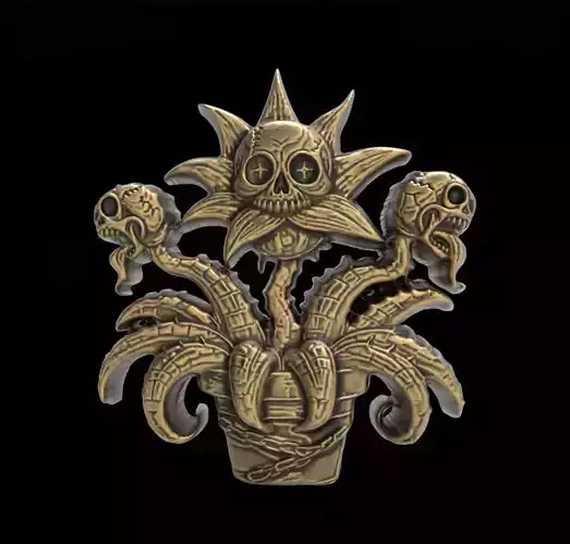 scary monster plants skull flower cnc model