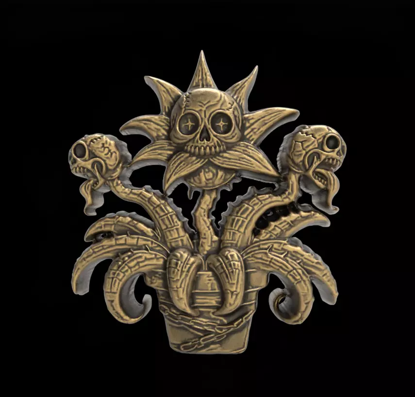 scary monster plants skull flower cnc model 3D print model_0