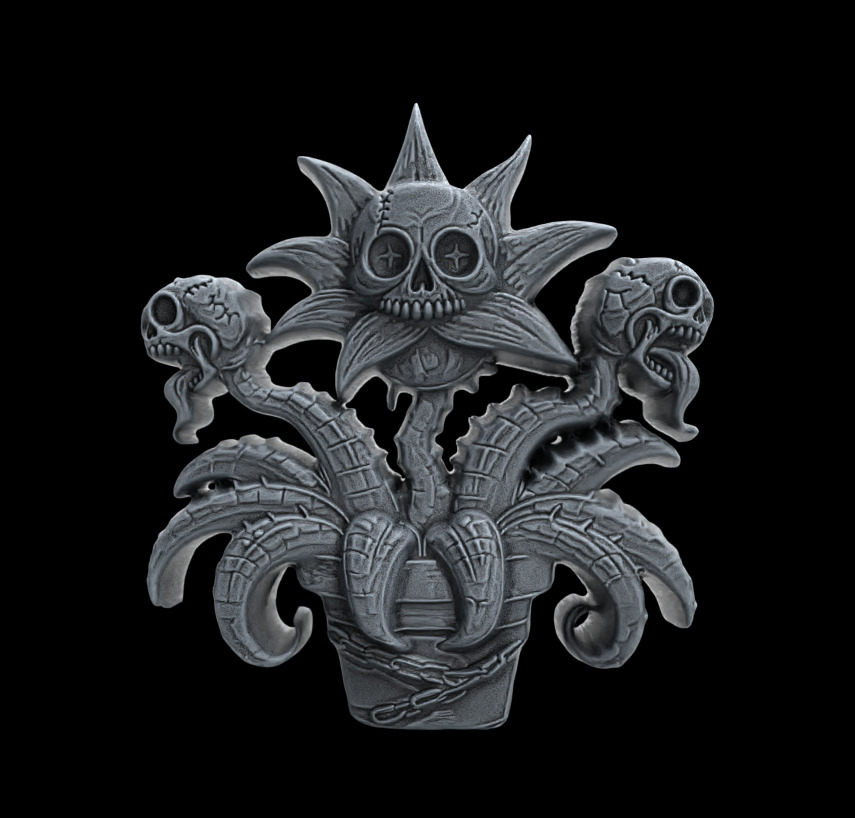 scary monster plants skull flower cnc model 3D print model_1