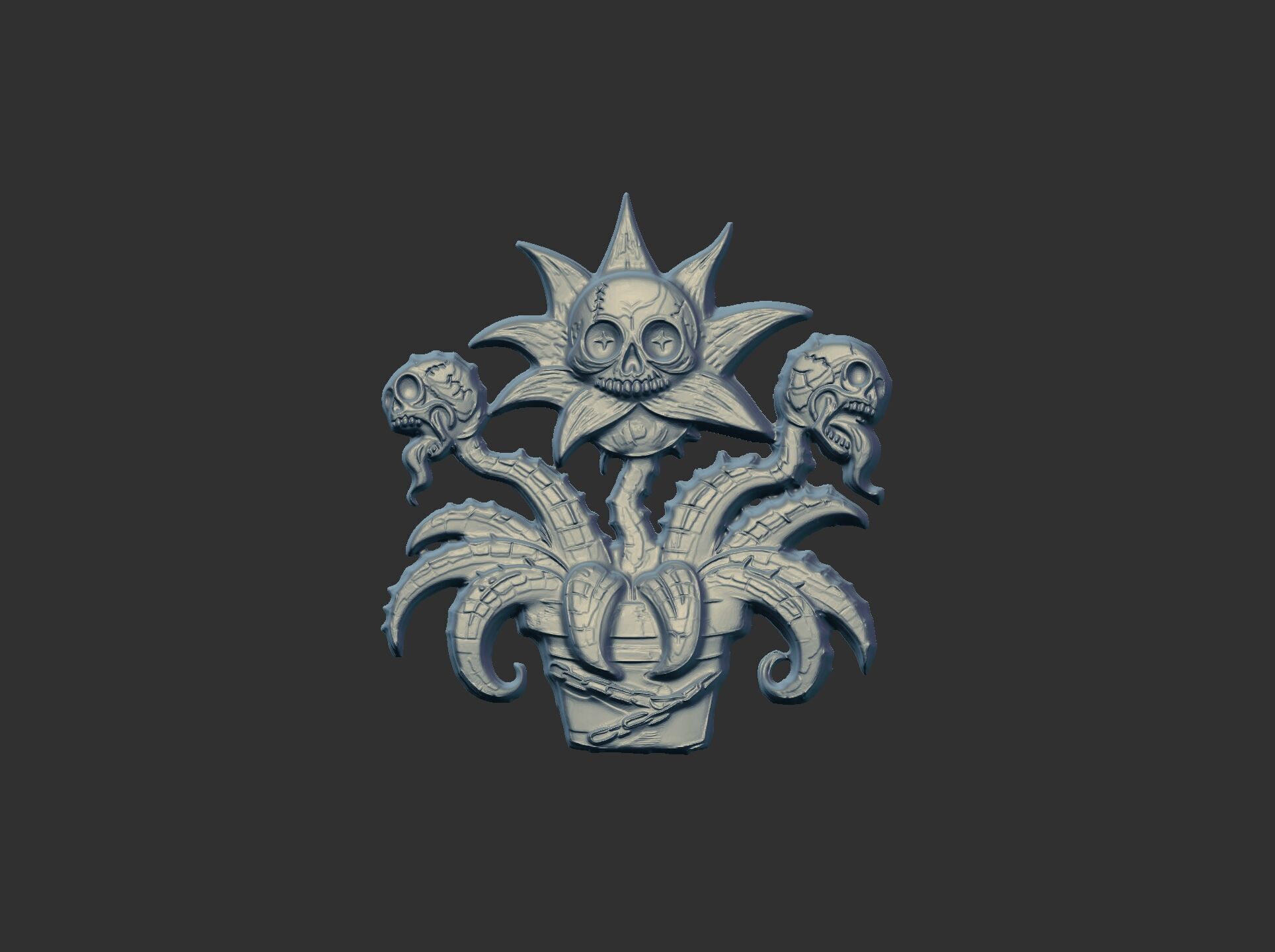 scary monster plants skull flower cnc model 3D print model_15