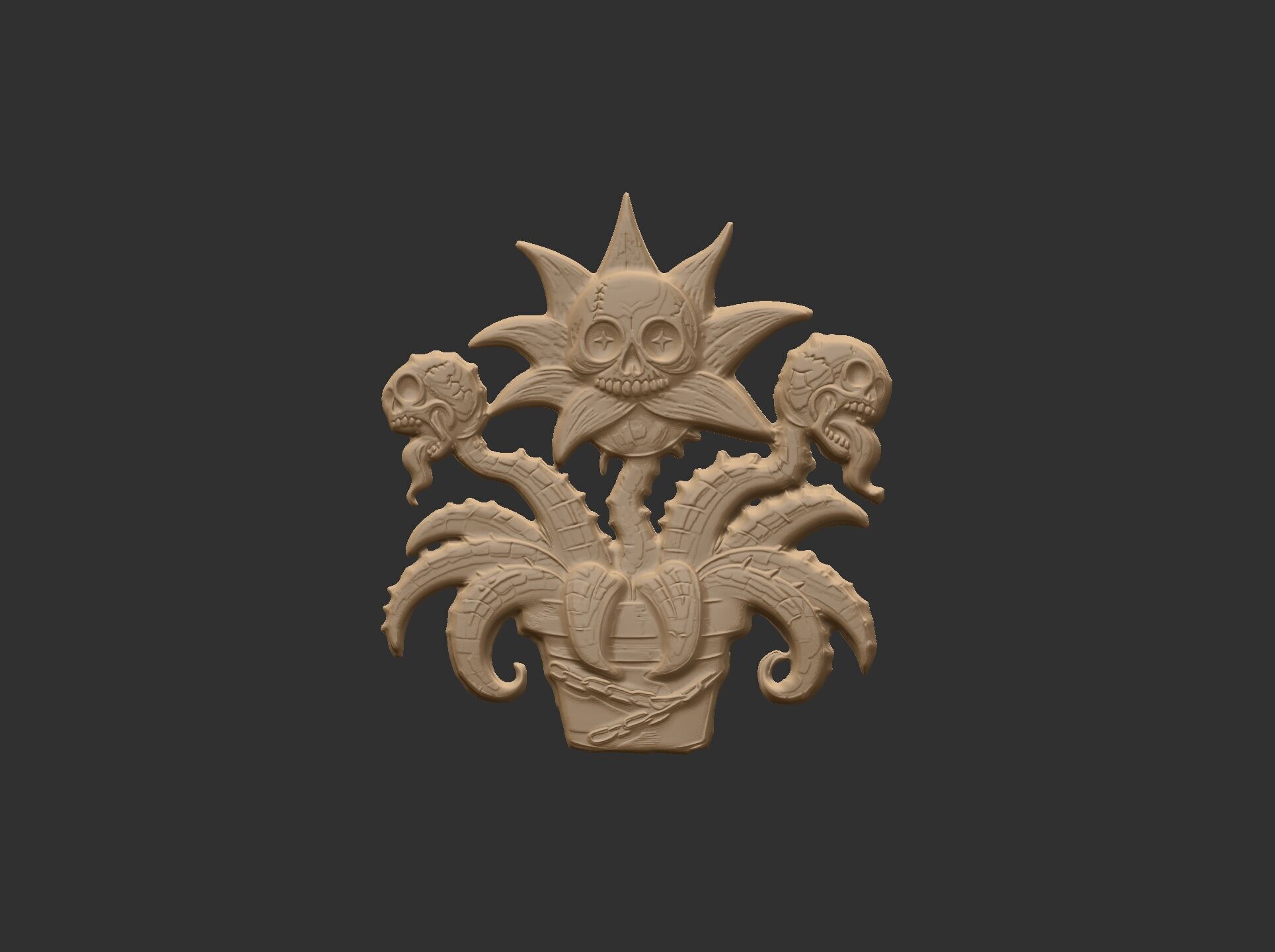 scary monster plants skull flower cnc model 3D print model_12