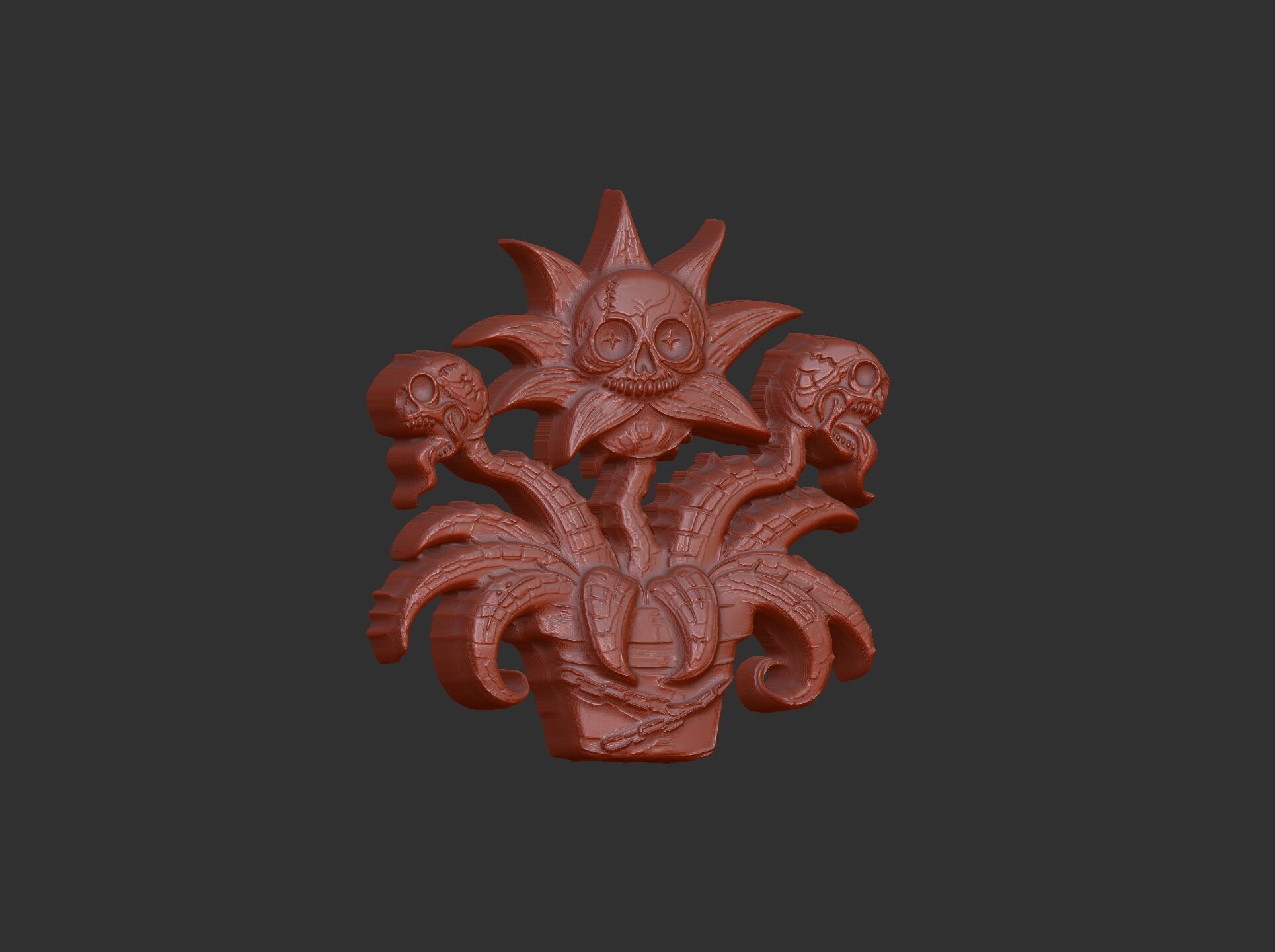 scary monster plants skull flower cnc model 3D print model_22