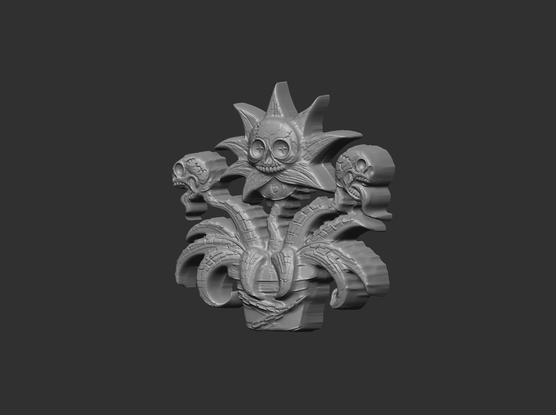 scary monster plants skull flower cnc model 3D print model_20