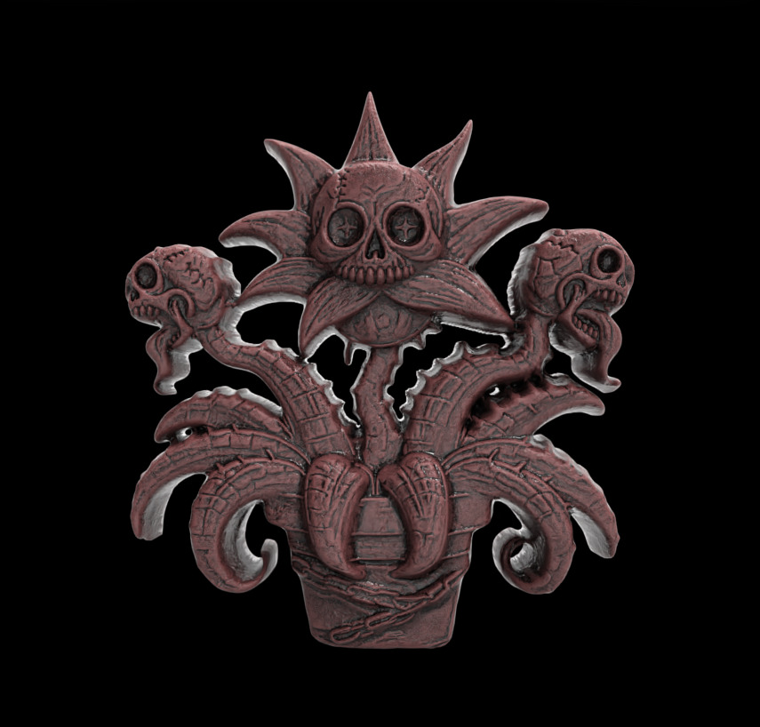 scary monster plants skull flower cnc model 3D print model_2