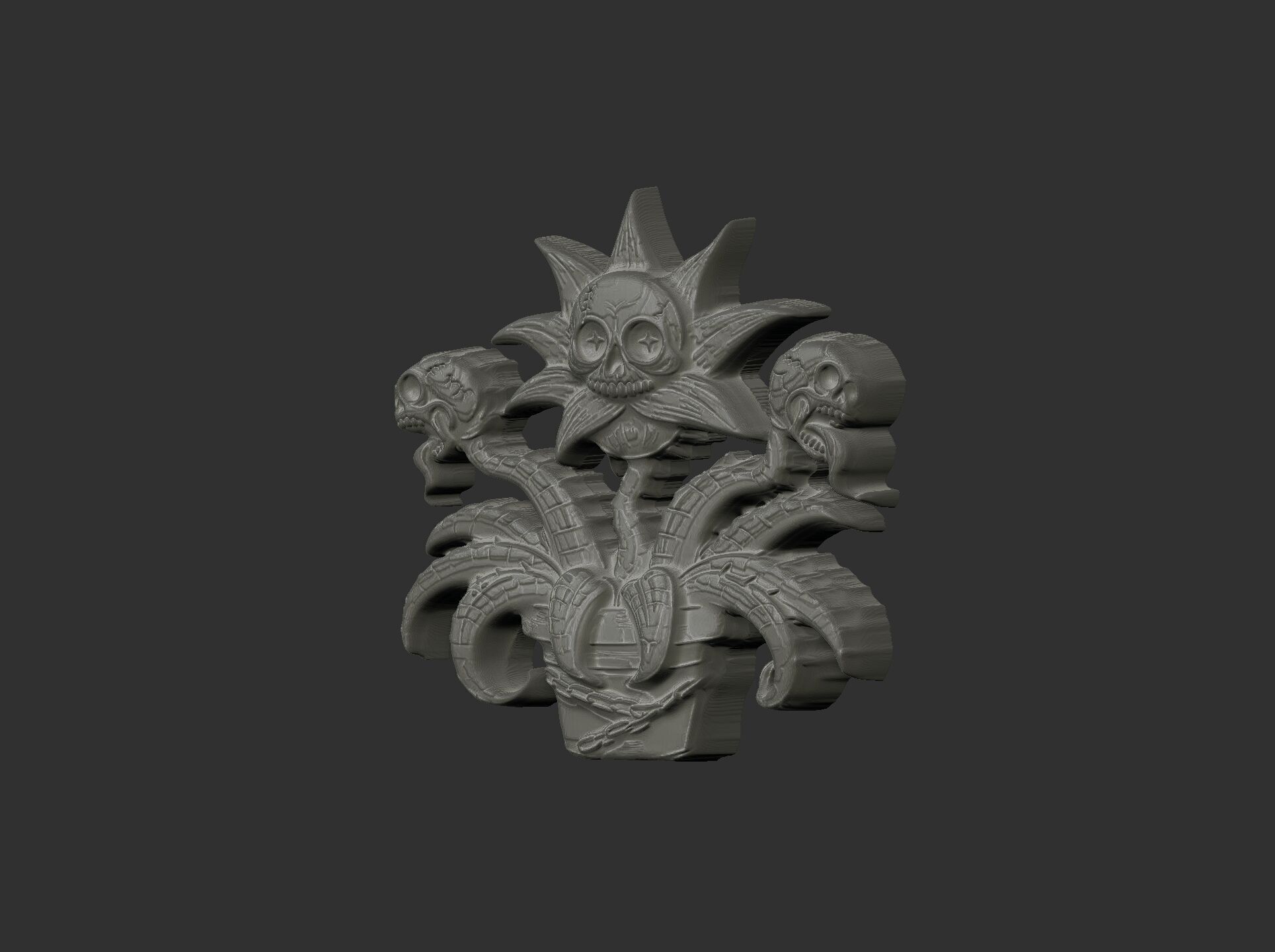 scary monster plants skull flower cnc model 3D print model_14