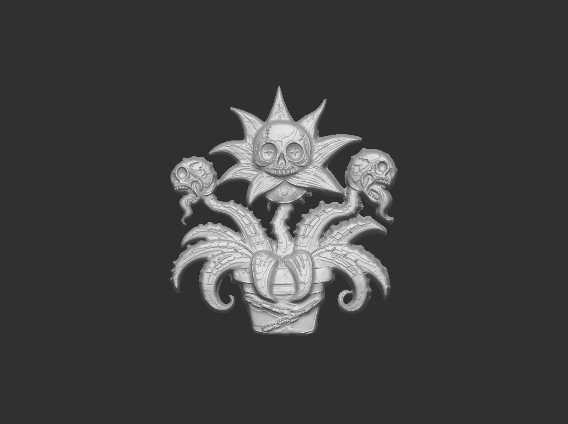 scary monster plants skull flower cnc model 3D print model_11
