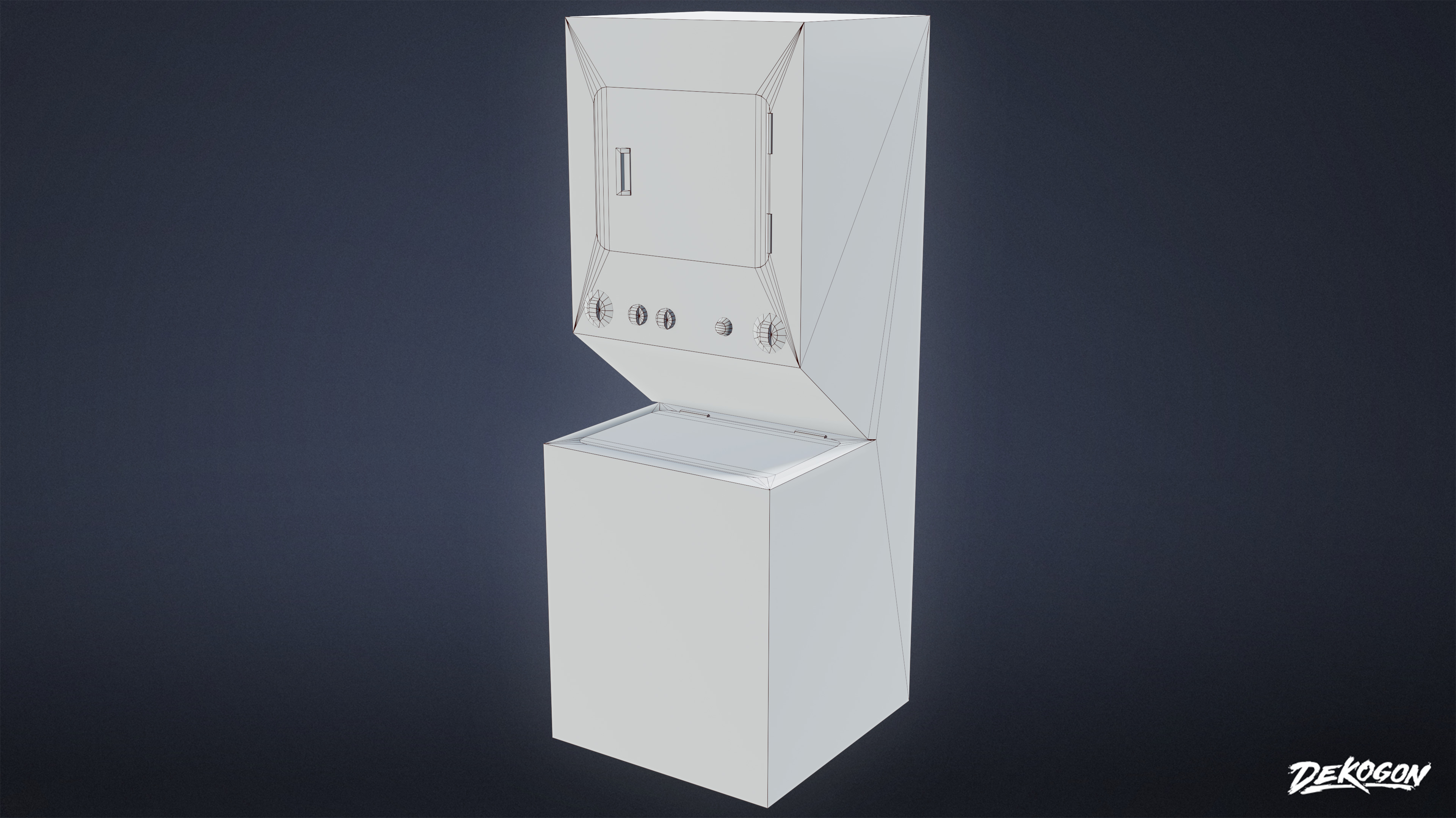 LAUNDROMAT - Standing Laundry Machine 02 - LOW POLY AND NANITE Low-poly 3D model_9