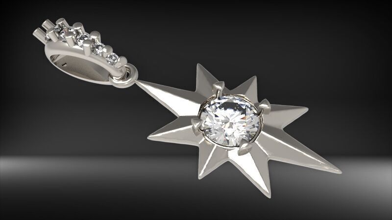 3D 8 Pointed North Star Pendant Charm Necklace Jewelry 3D print model_3