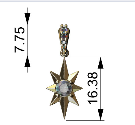 3D 8 Pointed North Star Pendant Charm Necklace Jewelry 3D print model_17