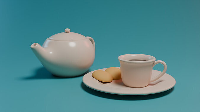 Stylized tea set 3D model