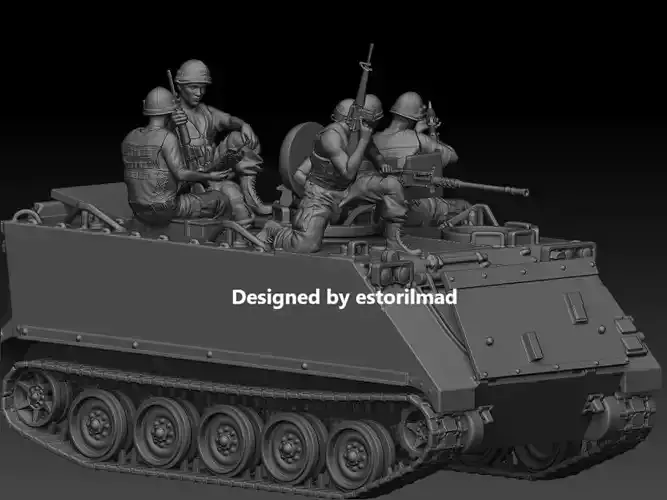 PACK OF VIETNAM AMERICAN SOLDIERS IN M113 ACAV 3D print model