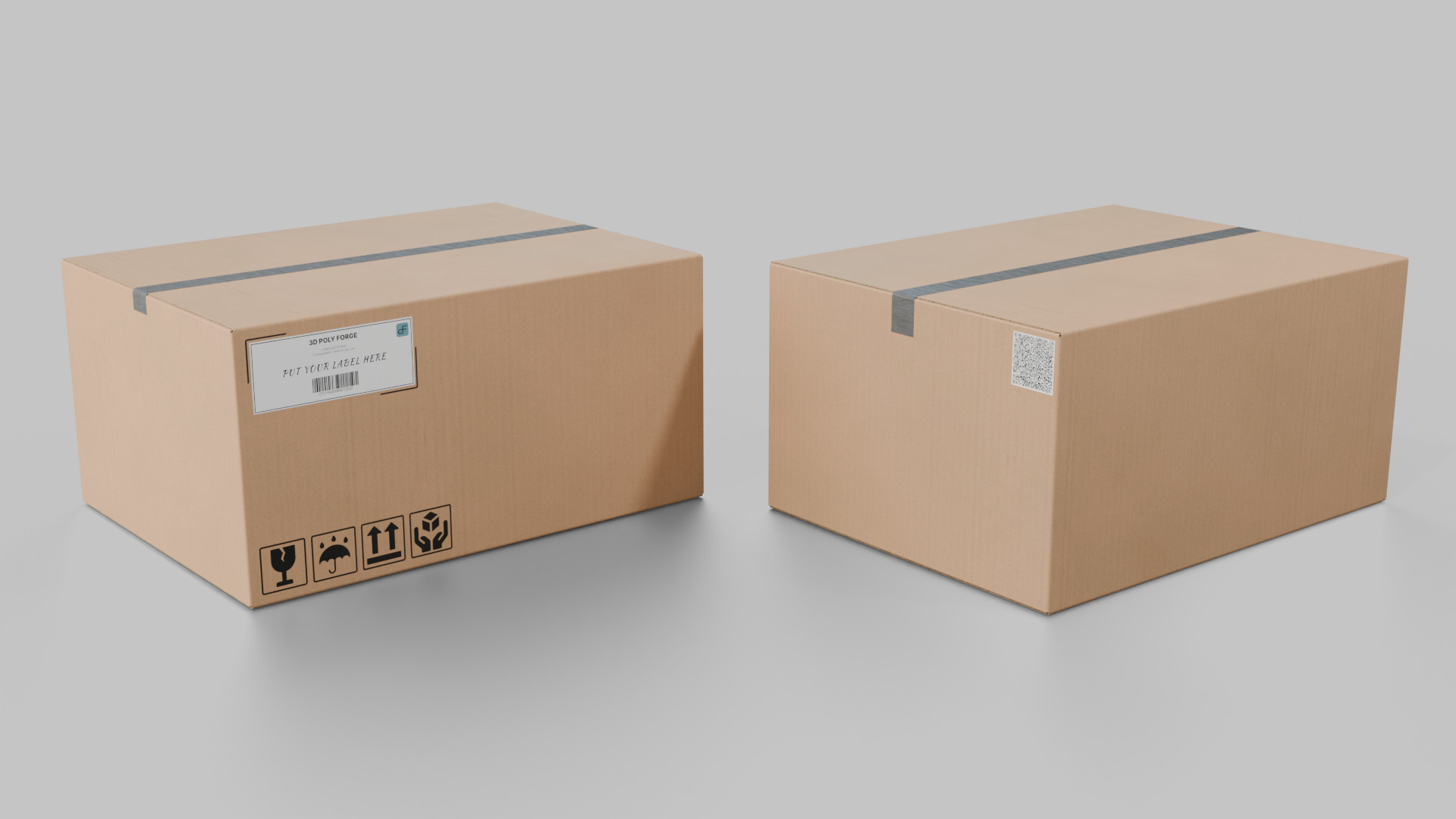 Rectangular Cardboard Box - Rigged and Fully Customizable Low-poly 3D model_5
