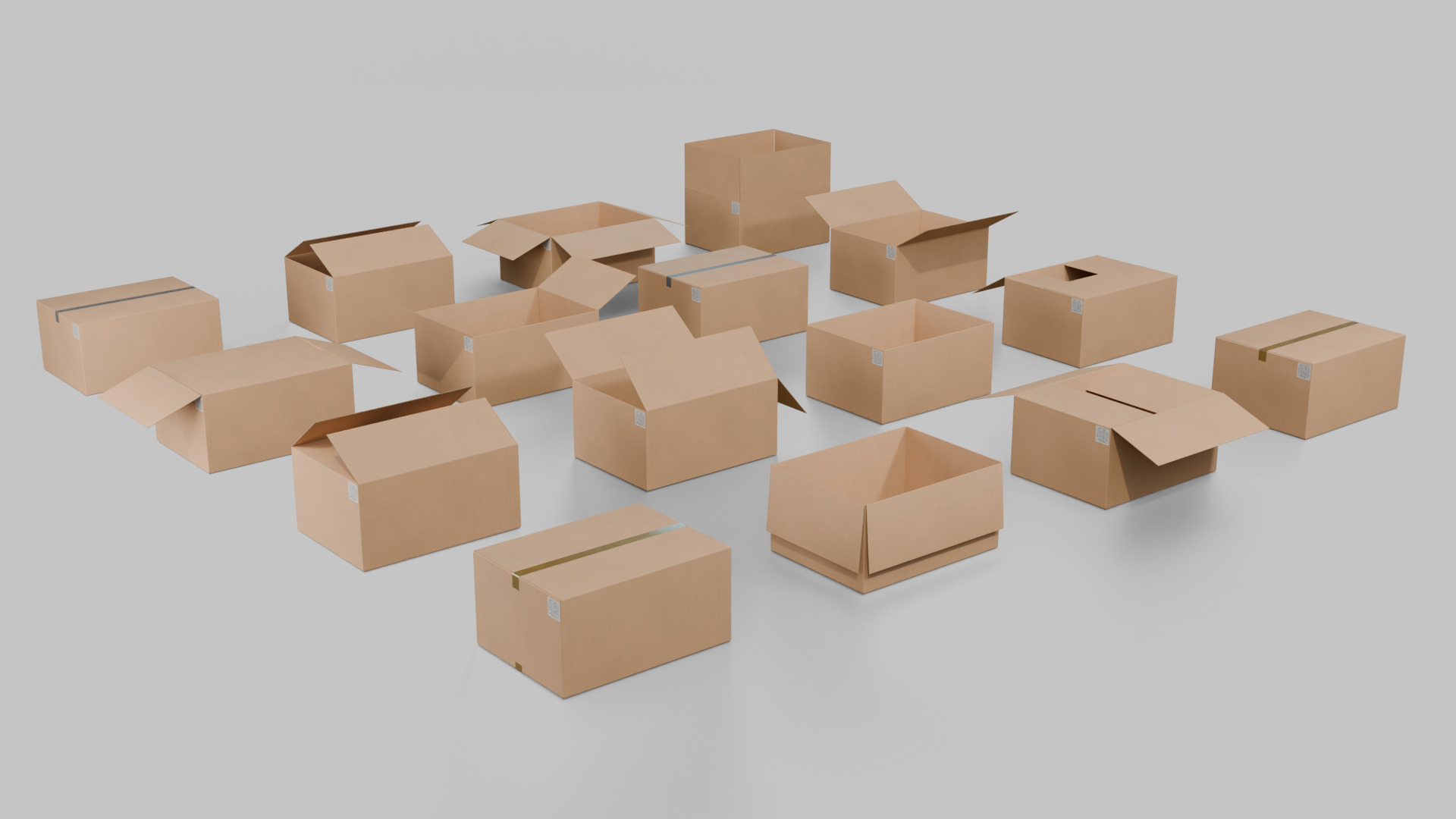 Rectangular Cardboard Box - Rigged and Fully Customizable Low-poly 3D model_12