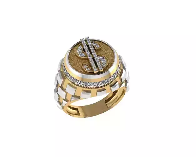 Men Gold Dollar Sign Ring
