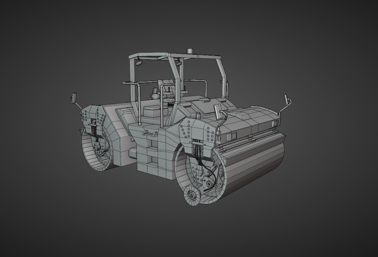 Tandem Vibratory Roller Heavy Vehicle Low-poly 3D model_8