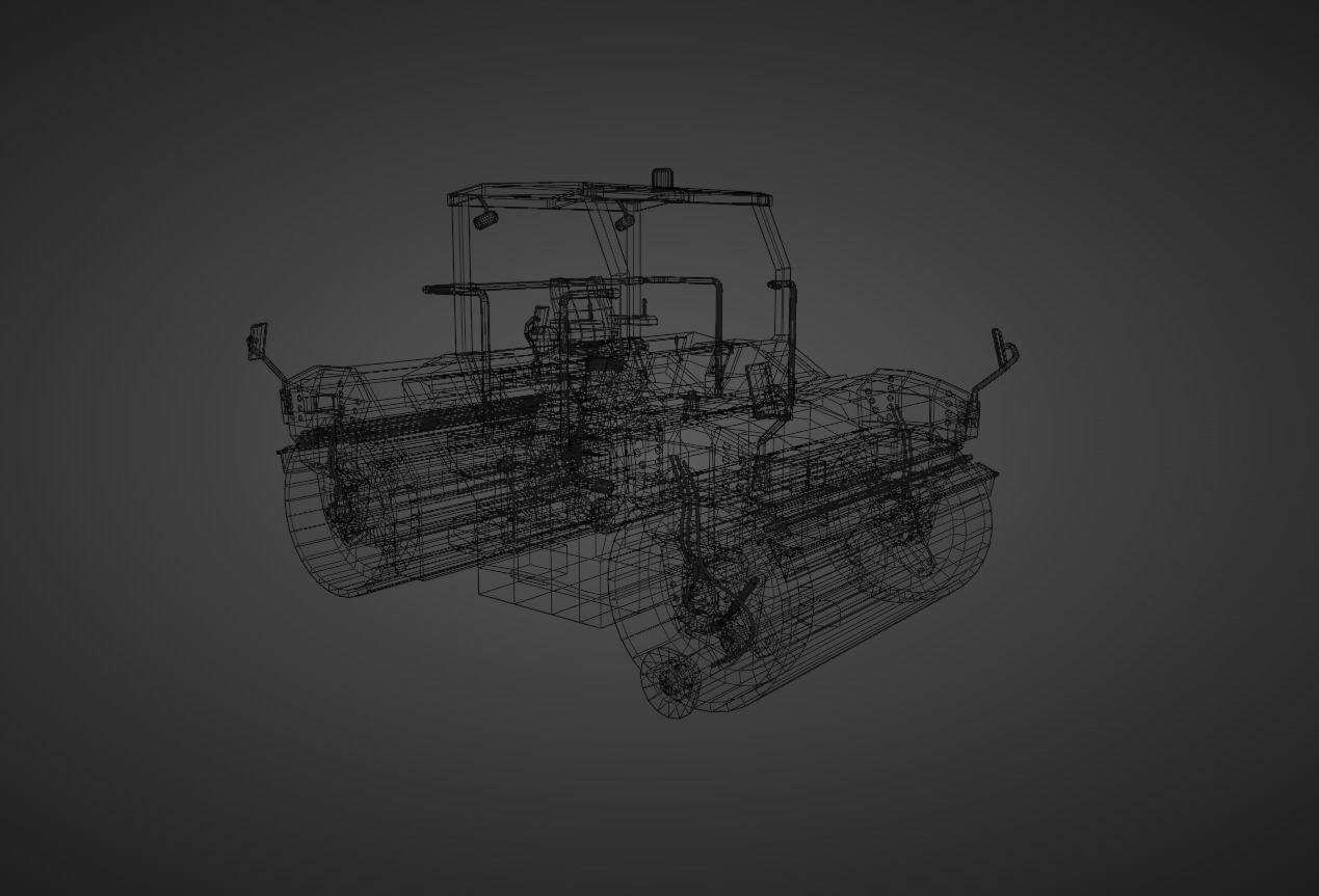 Tandem Vibratory Roller Heavy Vehicle Low-poly 3D model_9