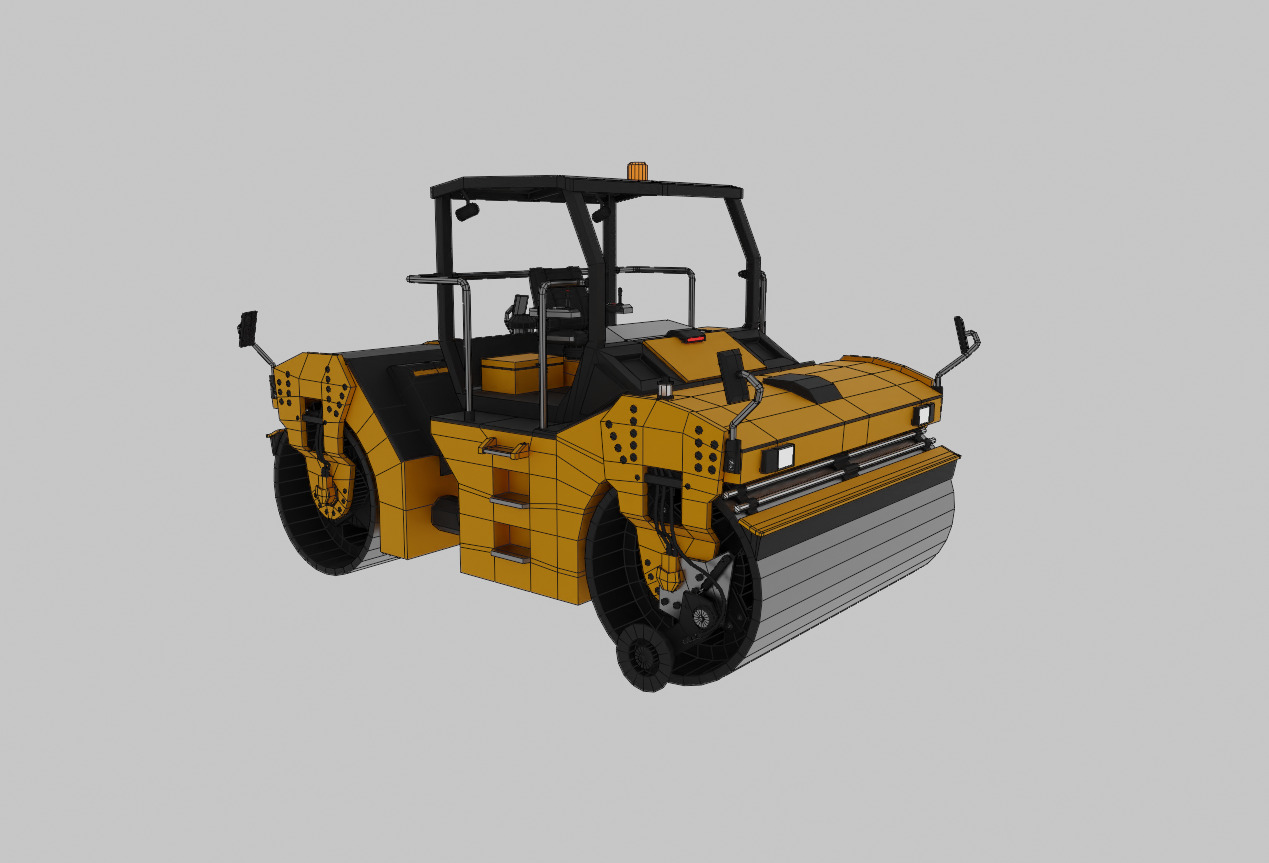 Tandem Vibratory Roller Heavy Vehicle Low-poly 3D model_6