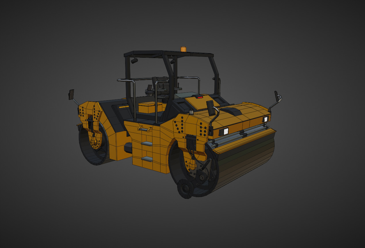 Tandem Vibratory Roller Heavy Vehicle Low-poly 3D model_7