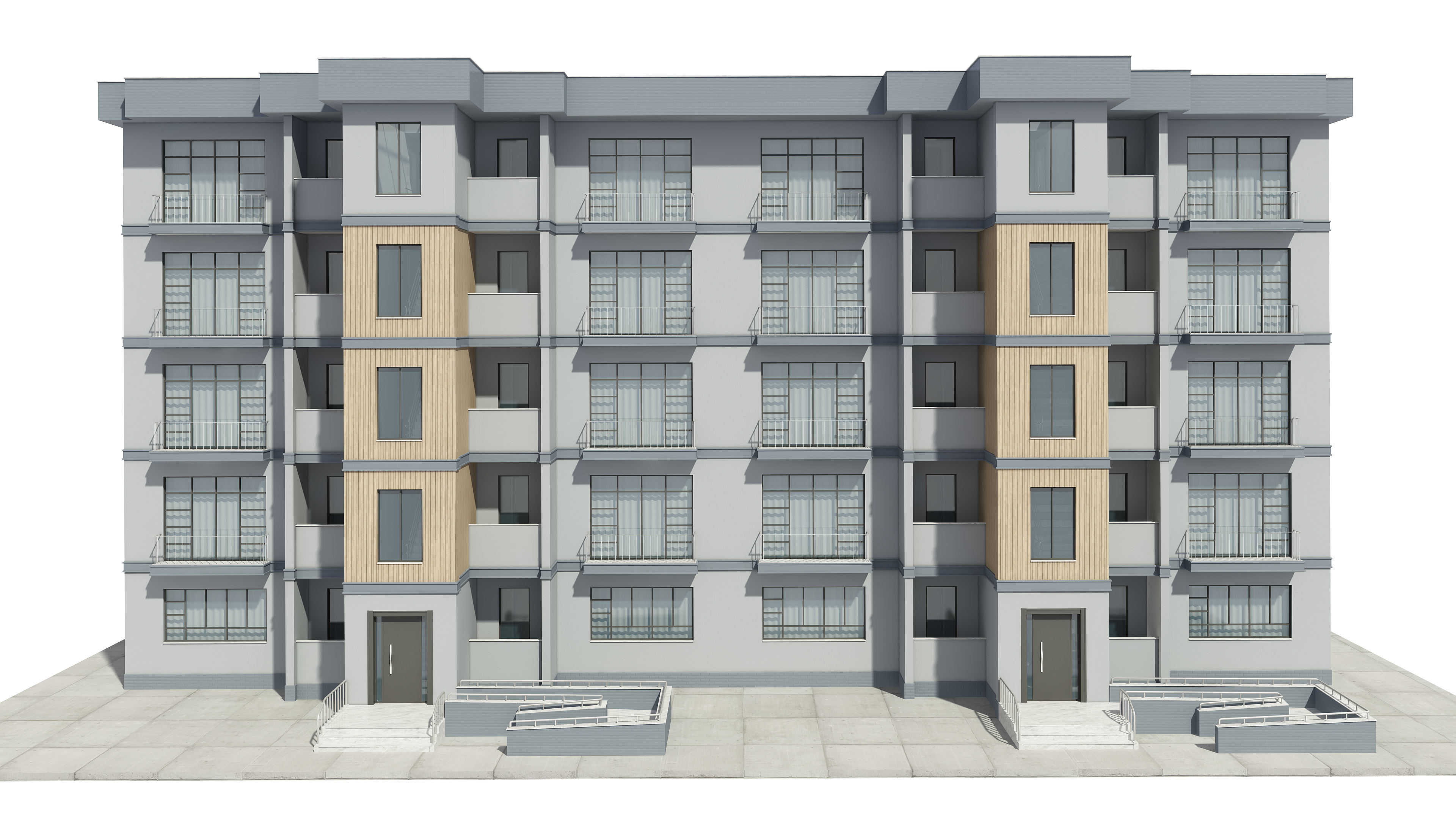 Apartment Building With Interior 3D model_2