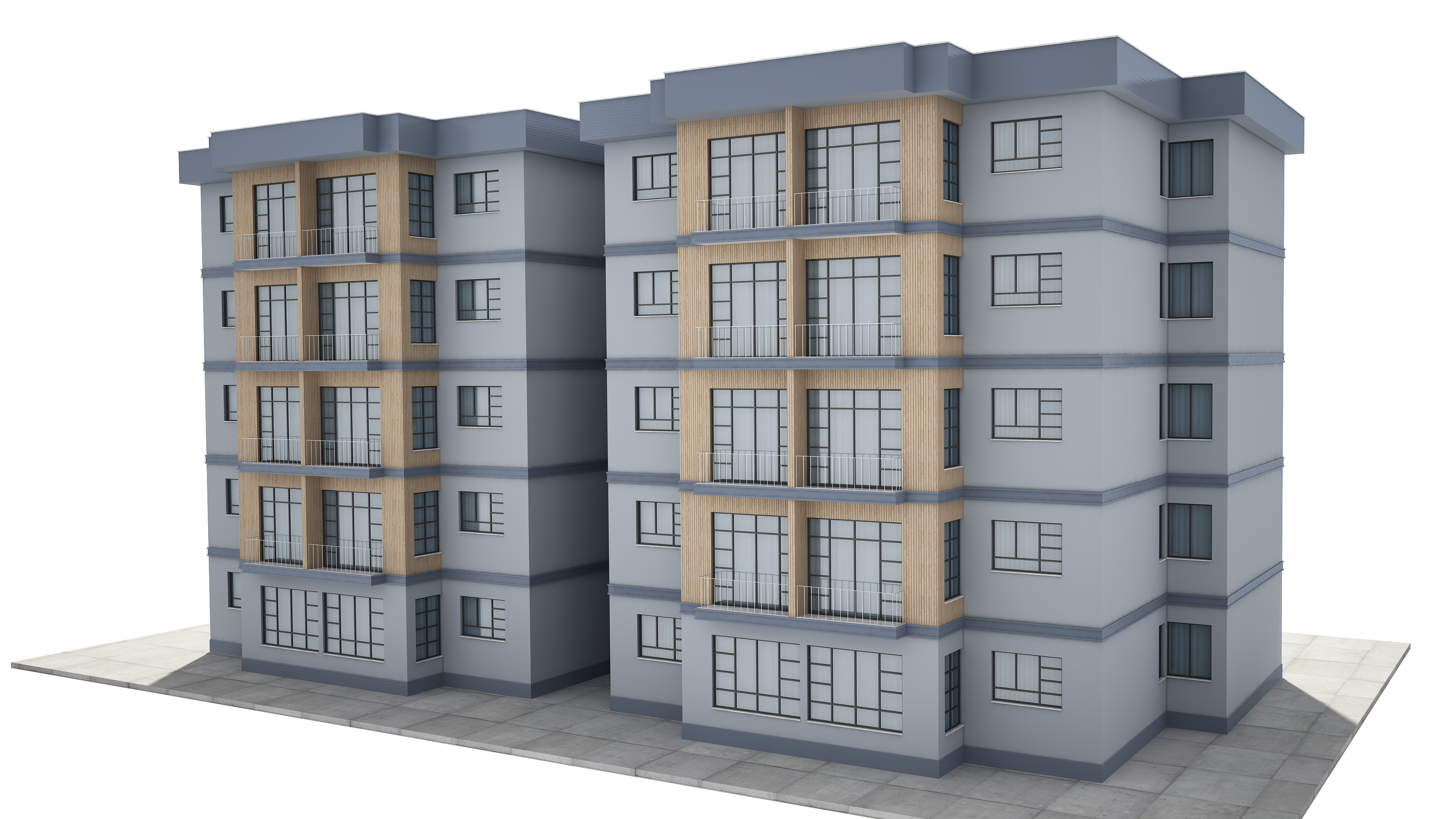 Apartment Building With Interior 3D model_5