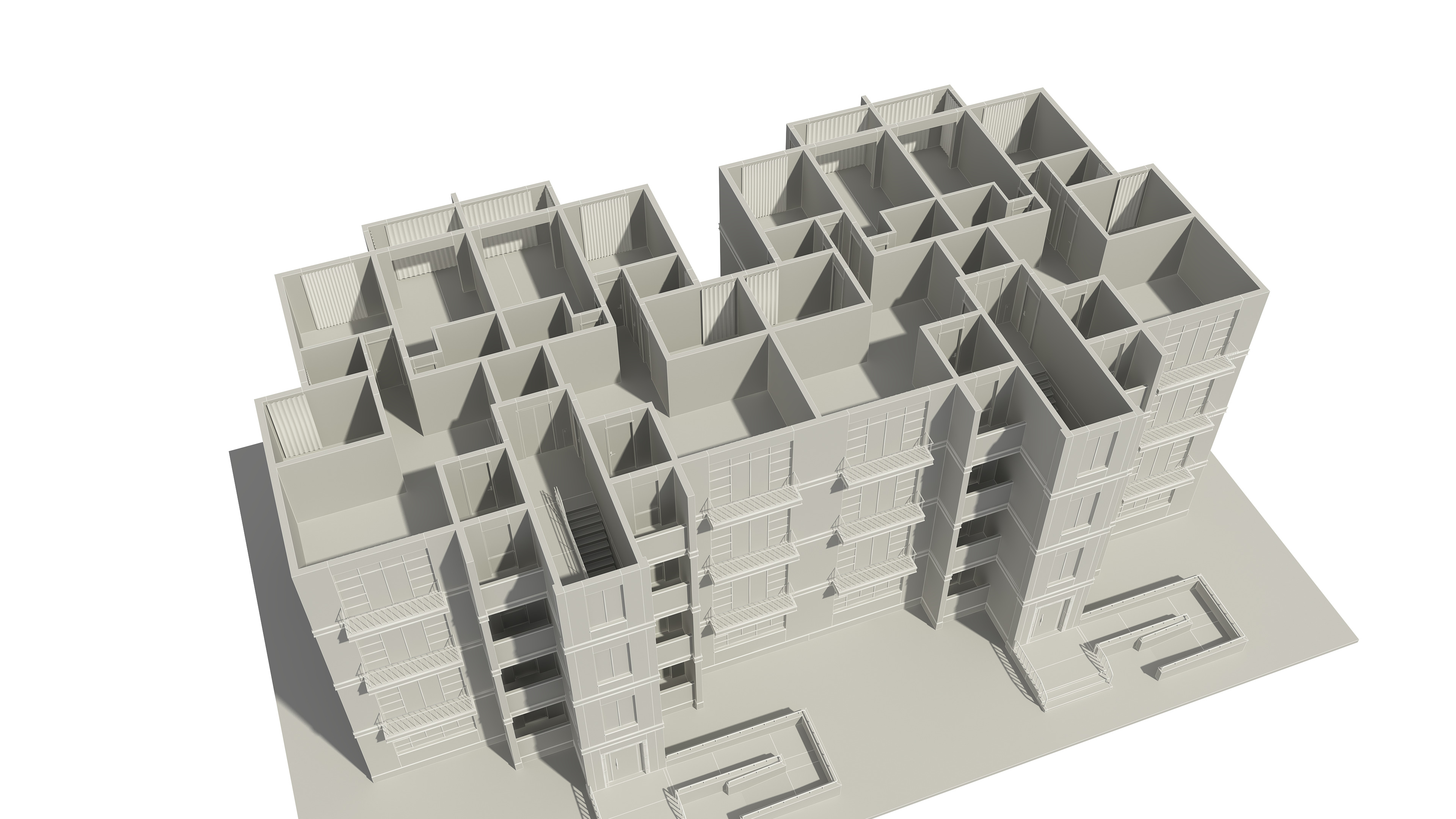 Apartment Building With Interior 3D model_20