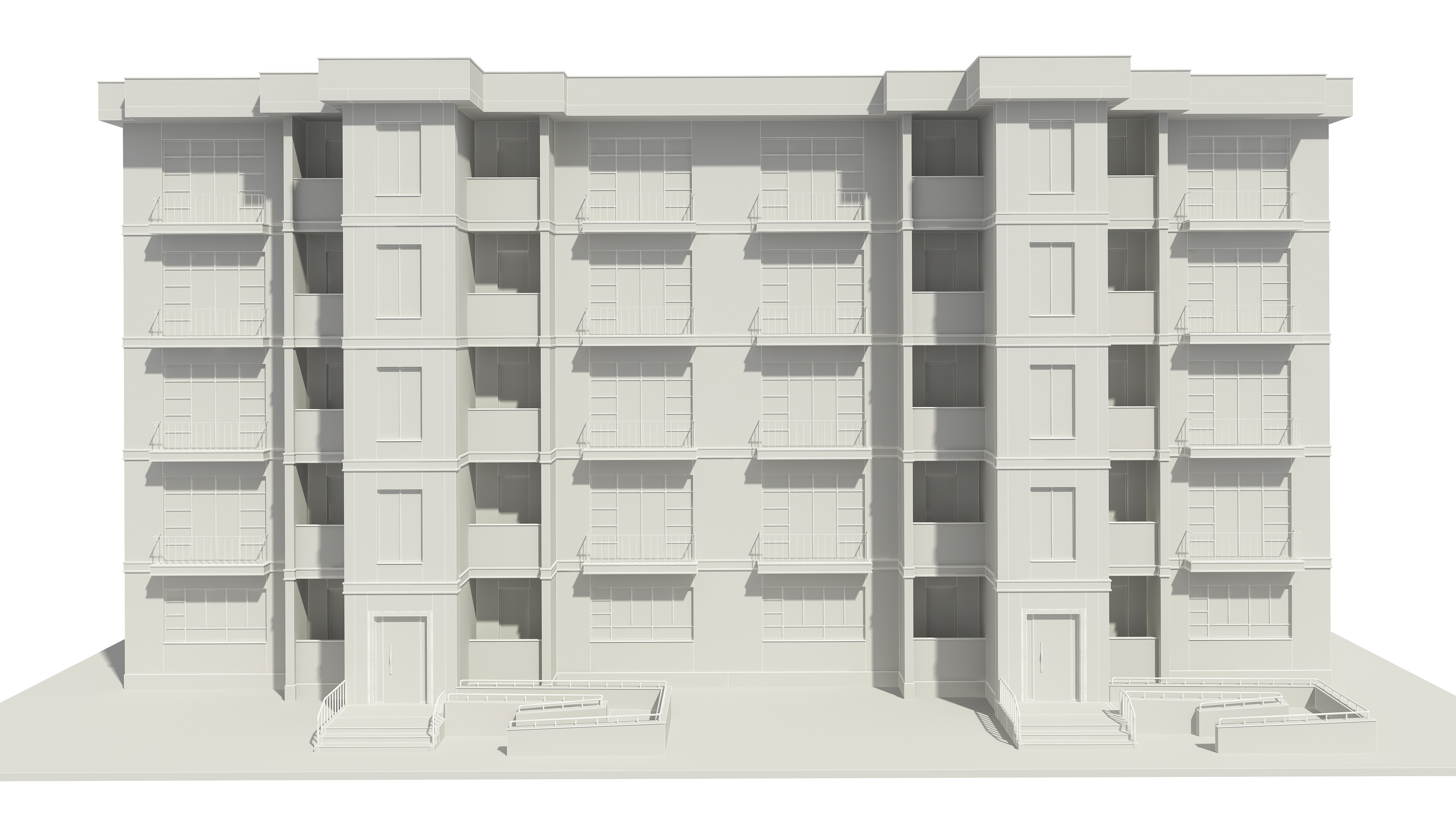 Apartment Building With Interior 3D model_11