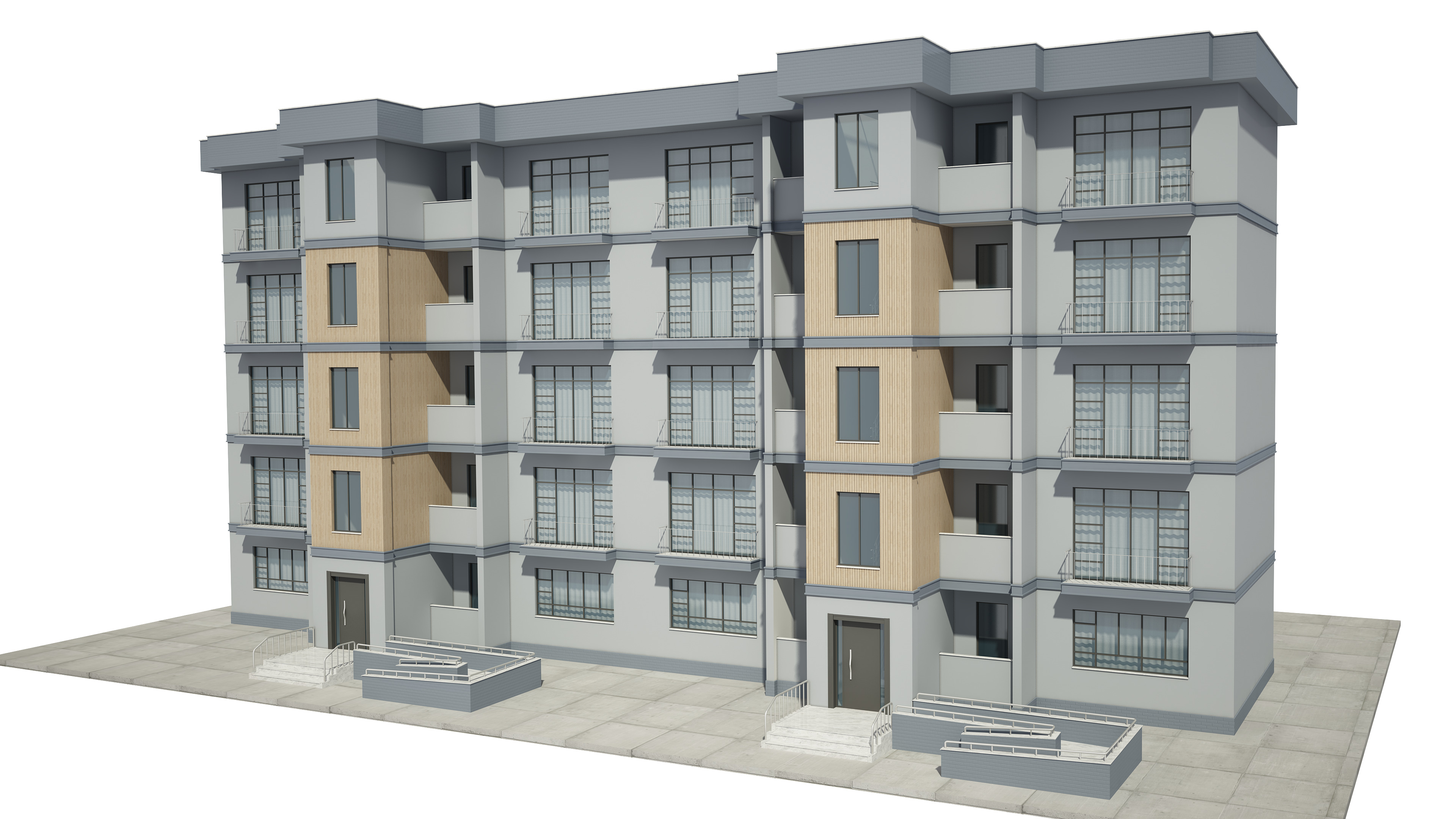 Apartment Building With Interior 3D model_3