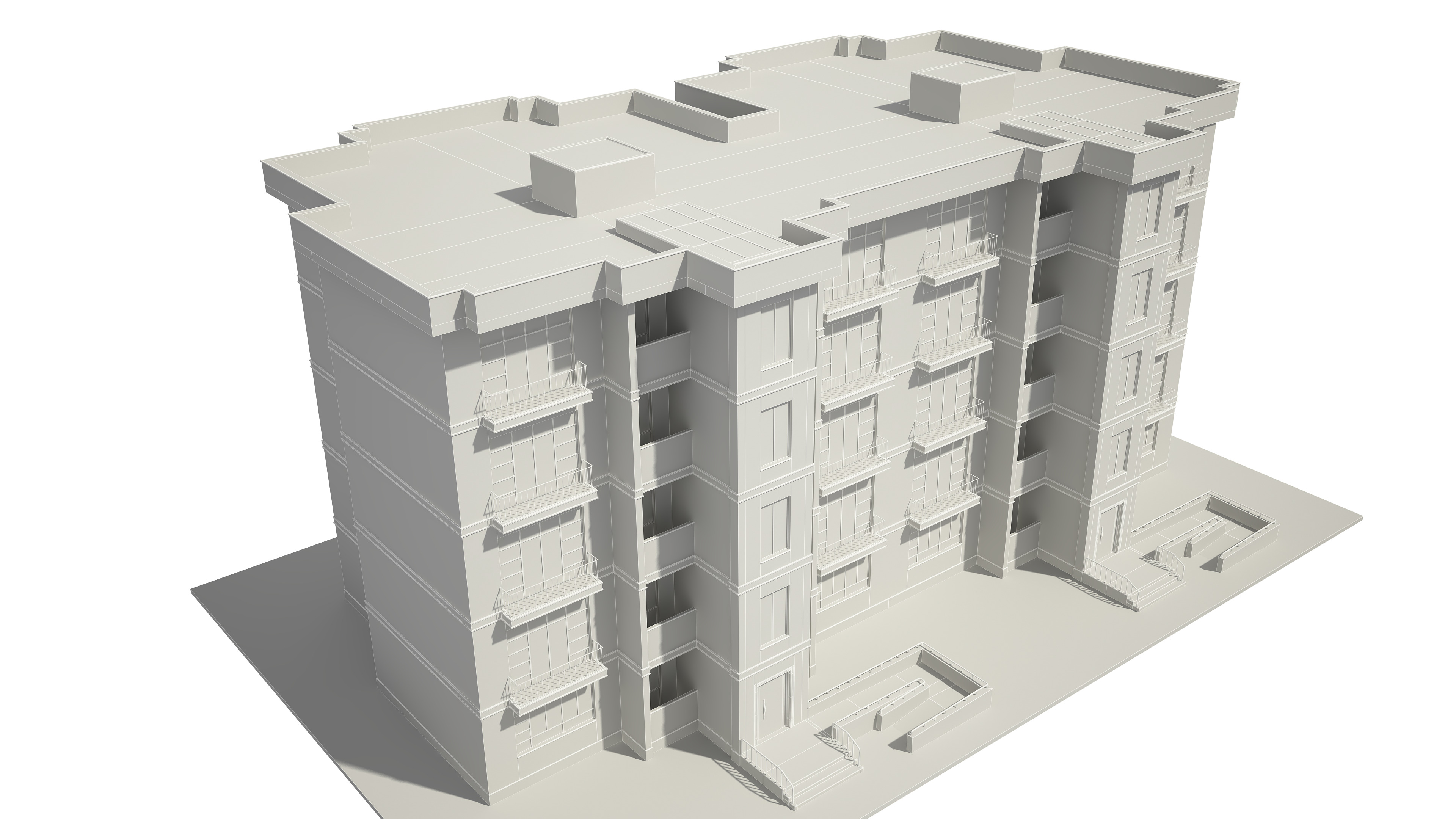 Apartment Building With Interior 3D model_18