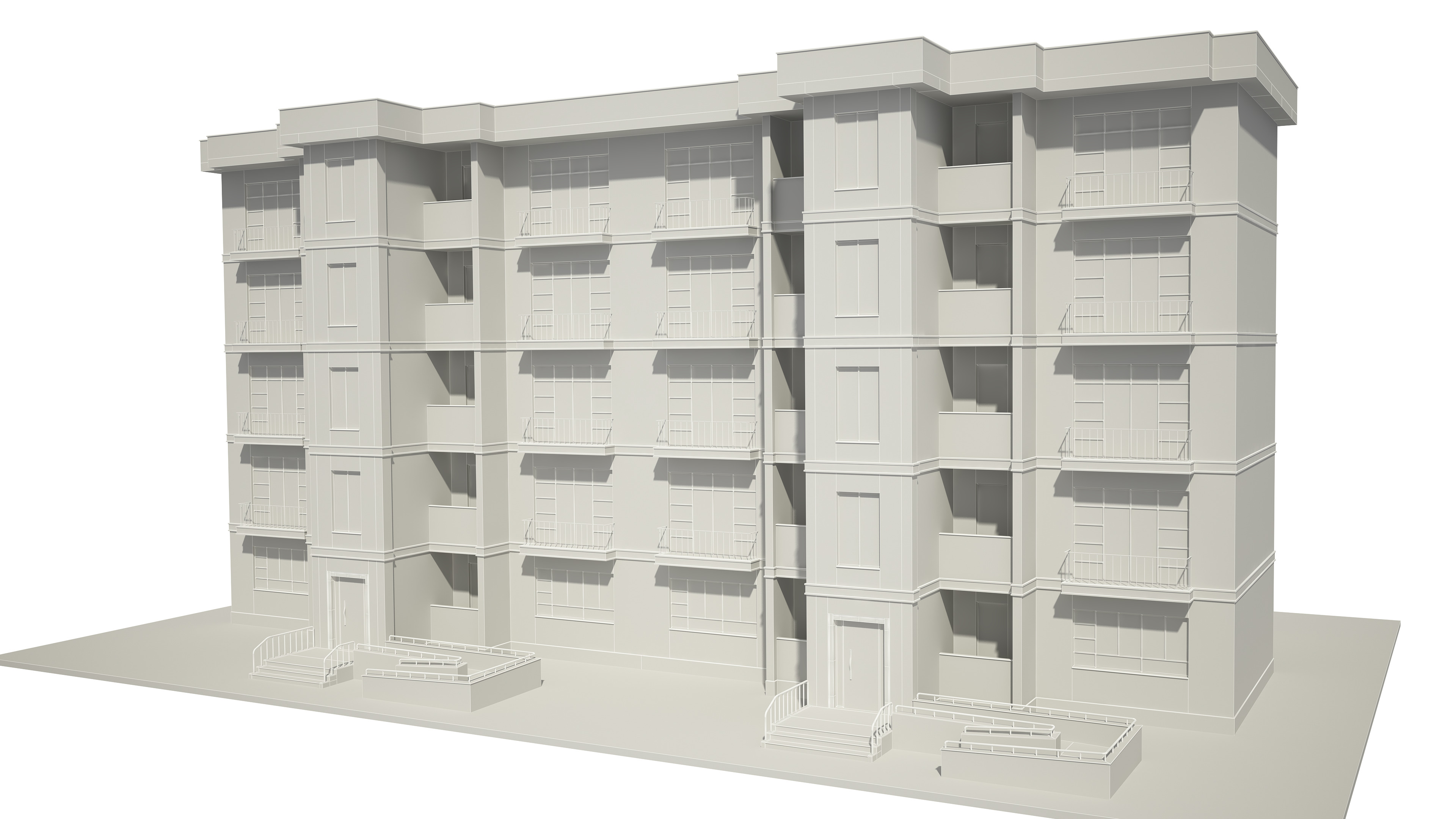 Apartment Building With Interior 3D model_13