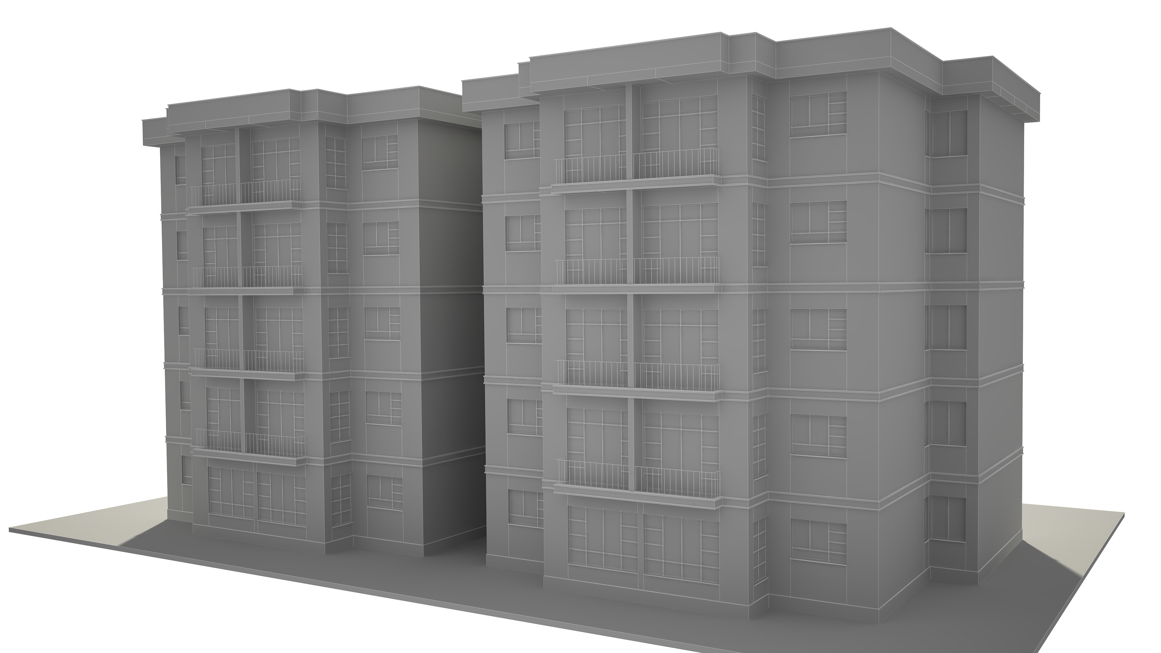 Apartment Building With Interior 3D model_15