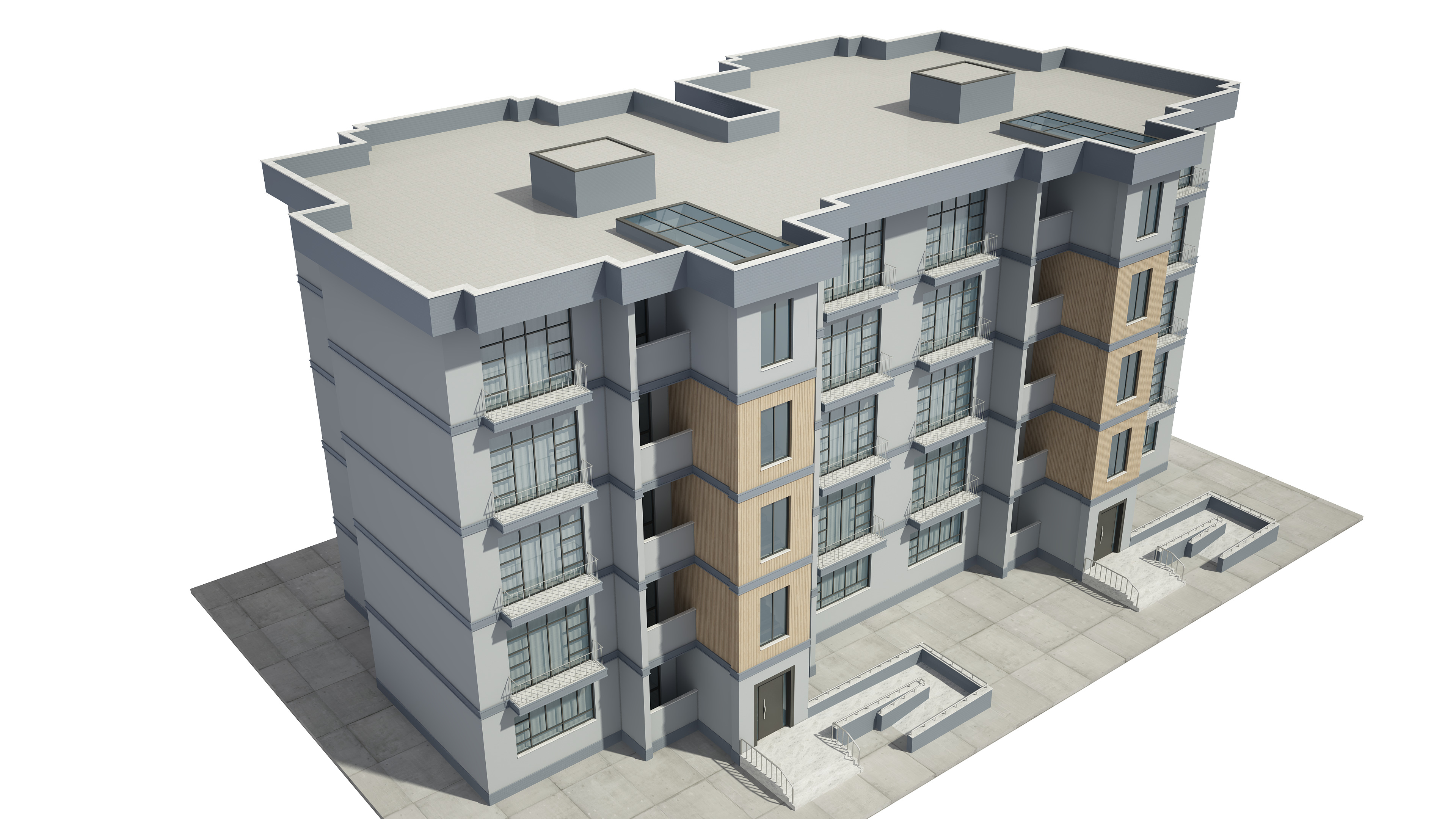 Apartment Building With Interior 3D model_7