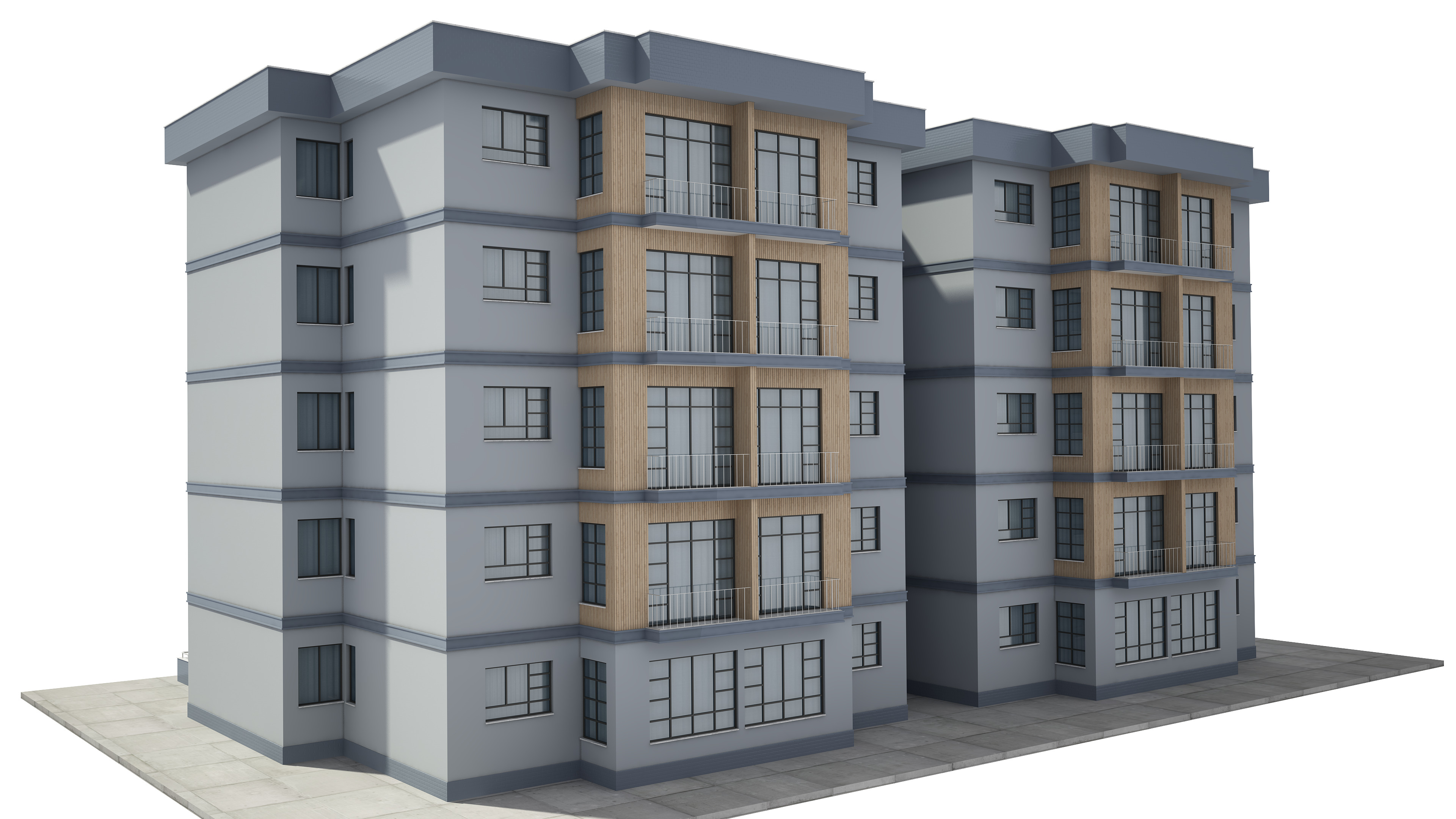 Apartment Building With Interior 3D model_4