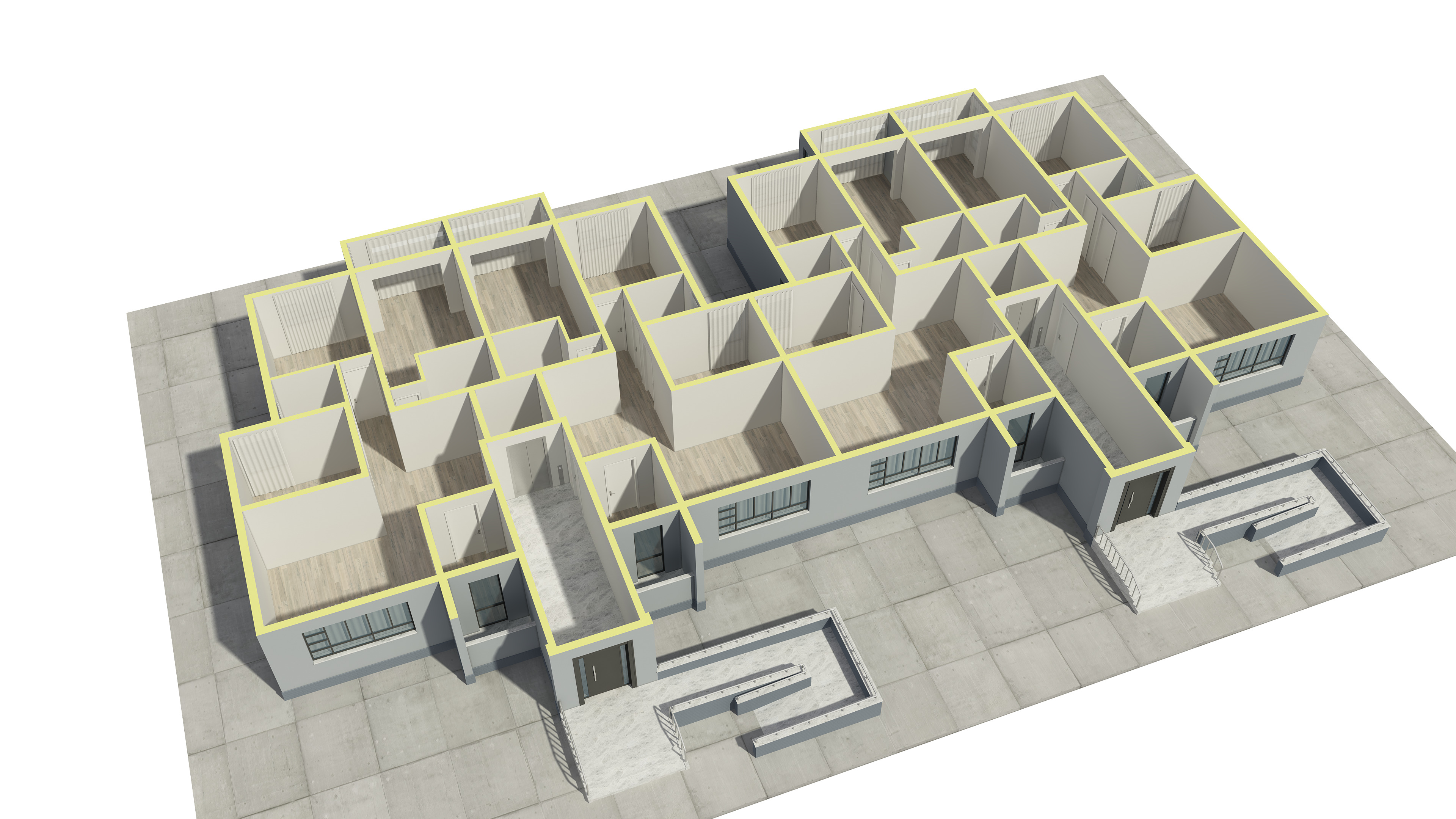 Apartment Building With Interior 3D model_8