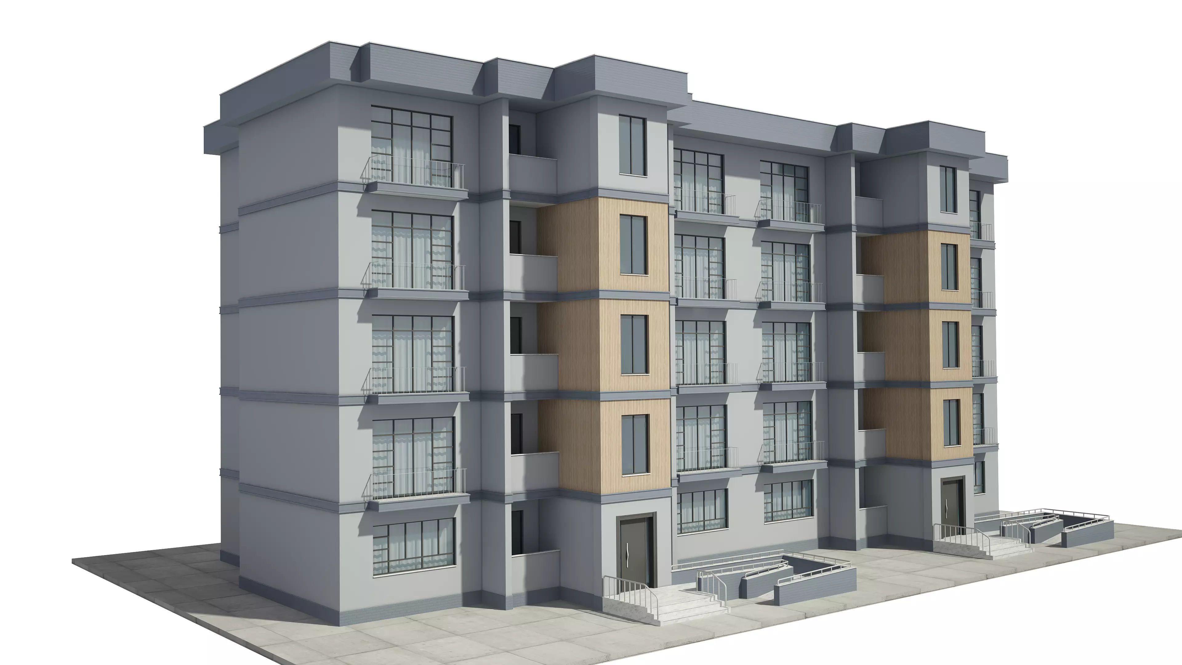Apartment Building With Interior 3D model_0