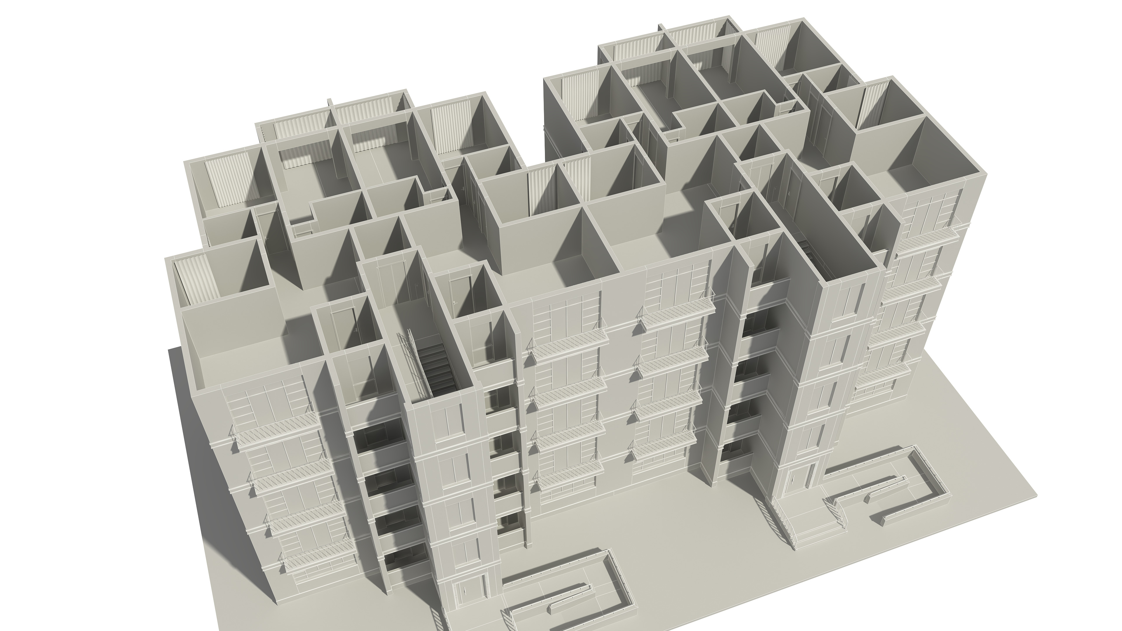 Apartment Building With Interior 3D model_19